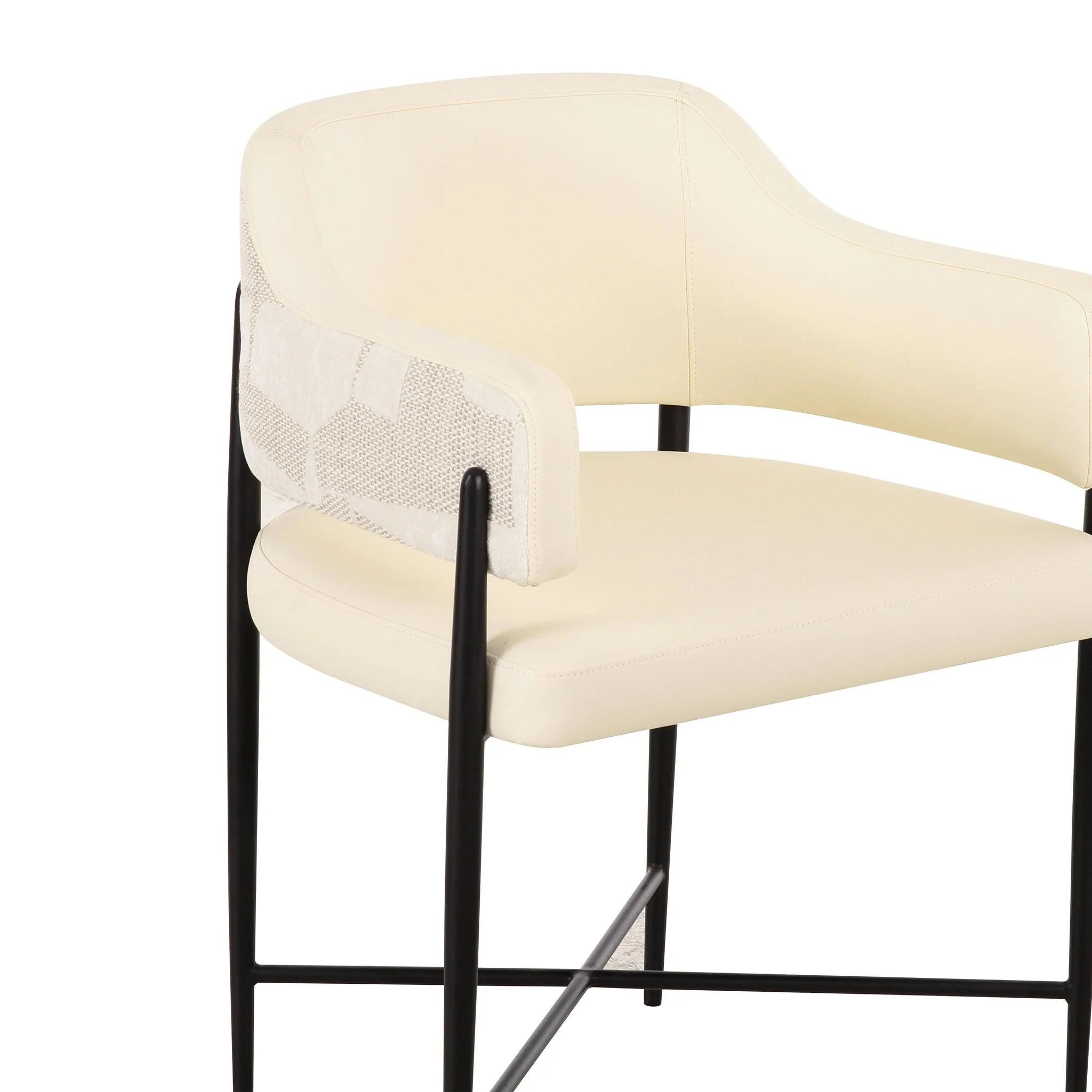 Sezanne Cream Vegan Leather and 2-Tone Jacquard Dining Chair - Image 5