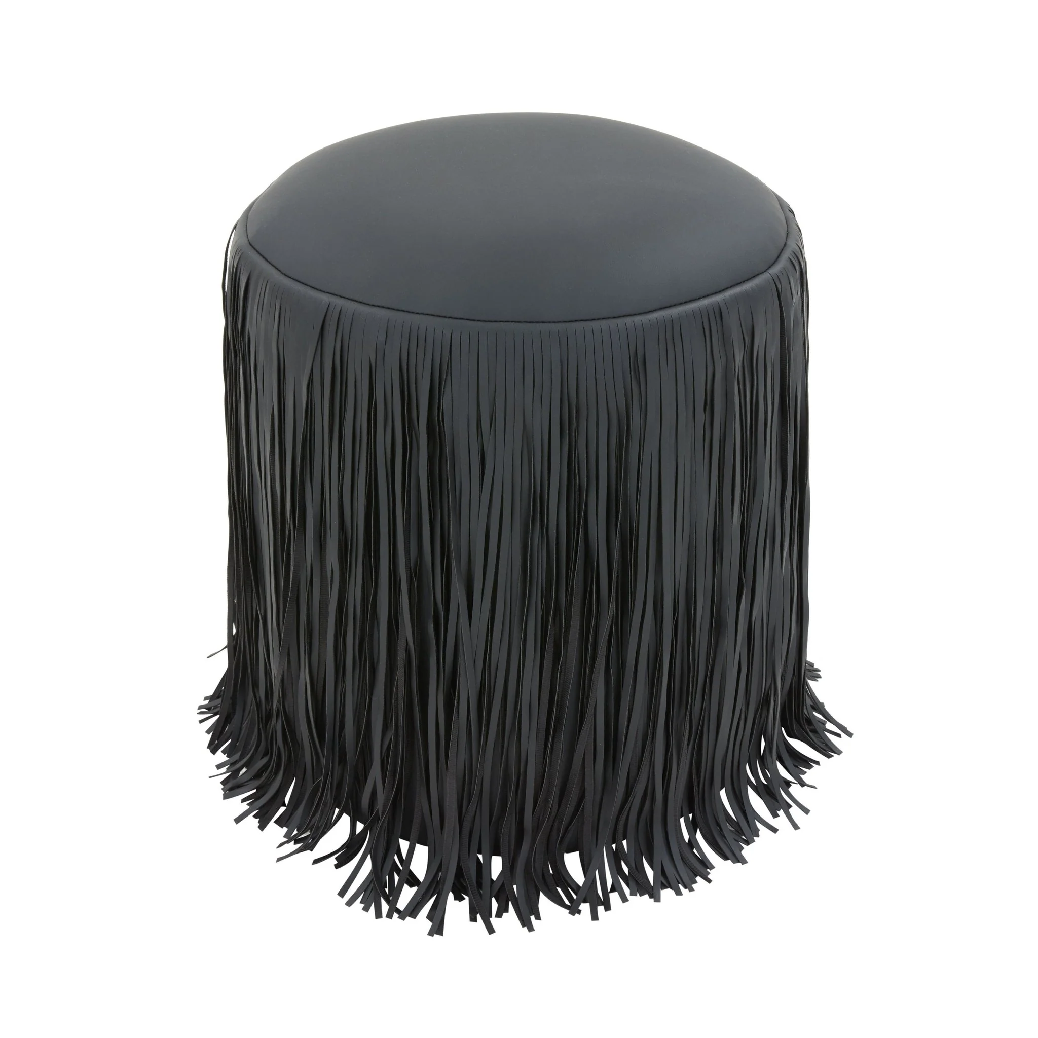 Shag Me Black Performance Vegan Leather Ottoman - Image 3