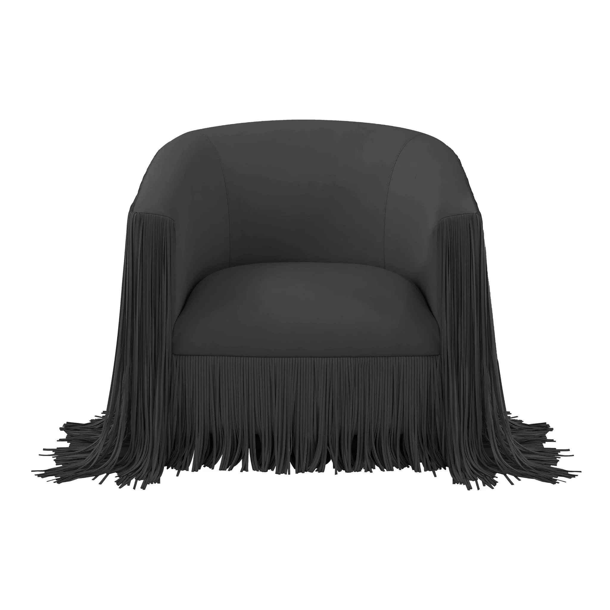 Shag Me Black Performance Vegan Leather Swivel Chair - Image 3