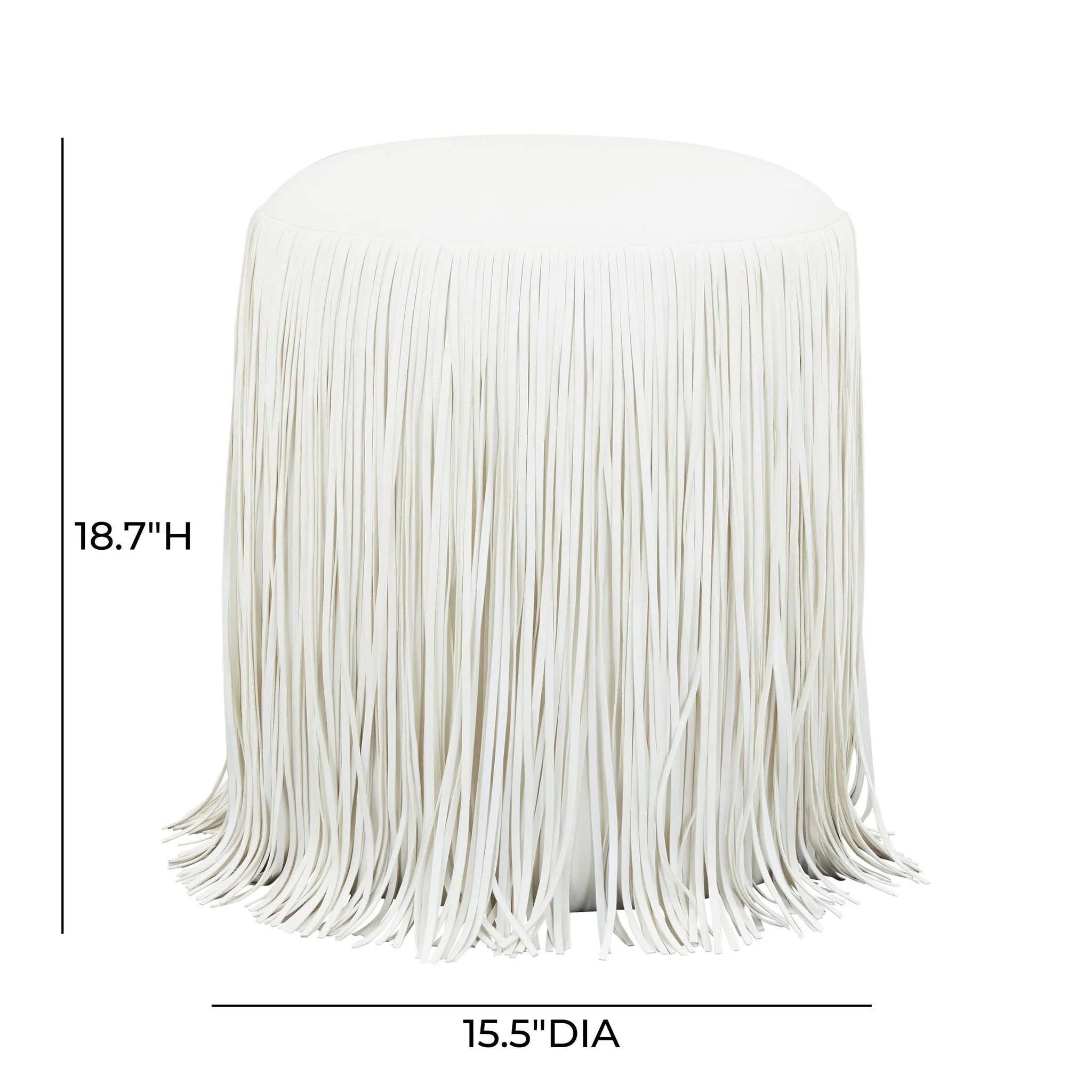 Shag Me Ivory Performance Vegan Leather Ottoman - Image 5