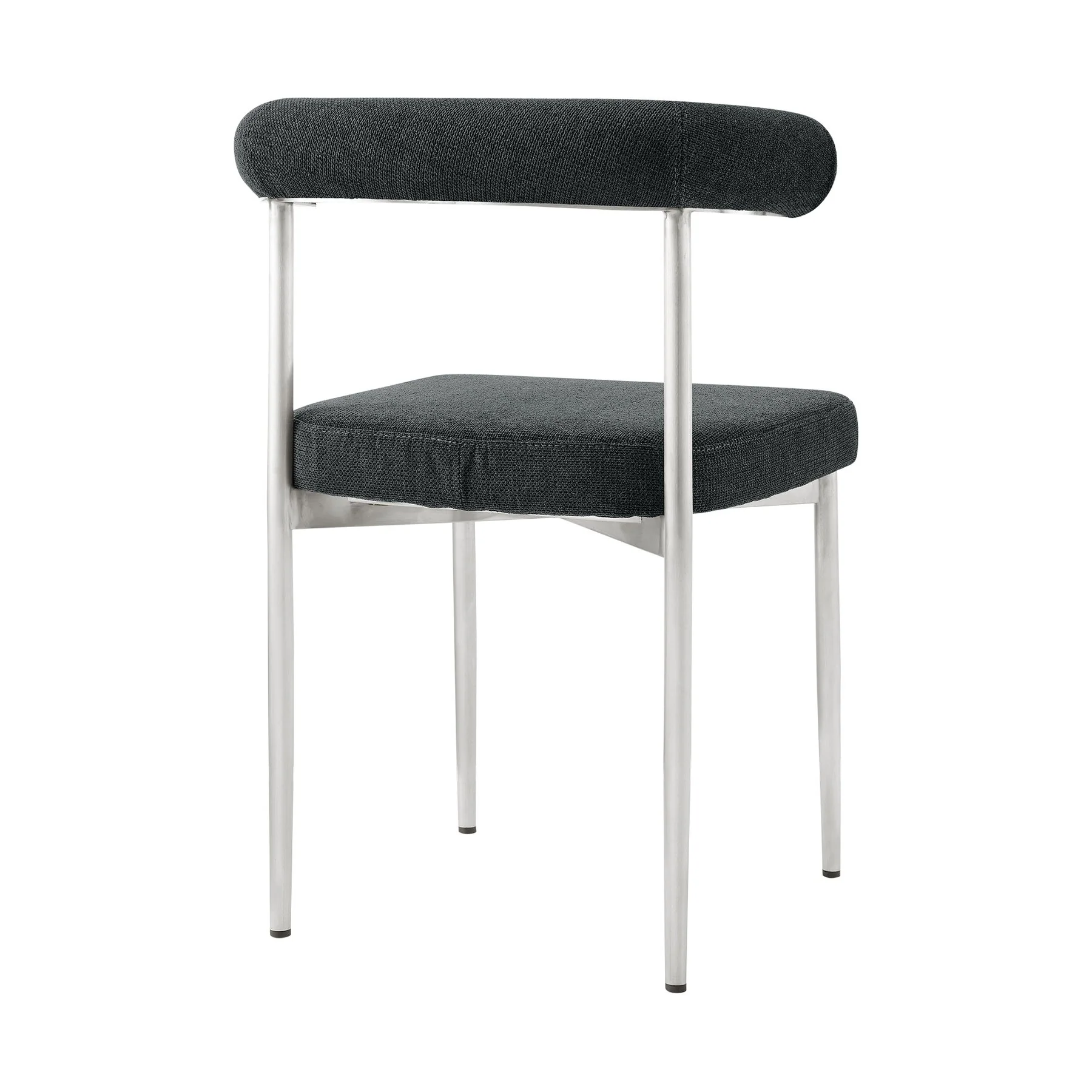 Shannon Dining Chair with Brushed Stainless Steel and Charcoal Fabric - Set of 2 - Image 4