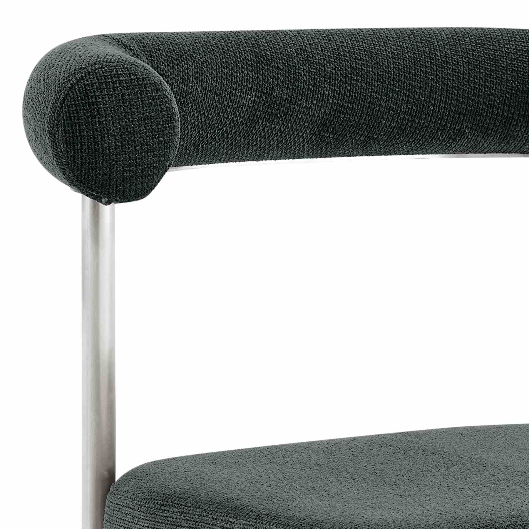 Shannon Dining Chair with Brushed Stainless Steel and Charcoal Fabric - Set of 2 - Image 7