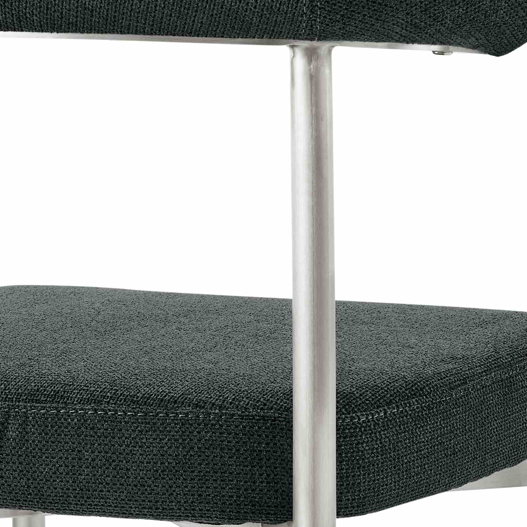 Shannon Dining Chair with Brushed Stainless Steel and Charcoal Fabric - Set of 2 - Image 8
