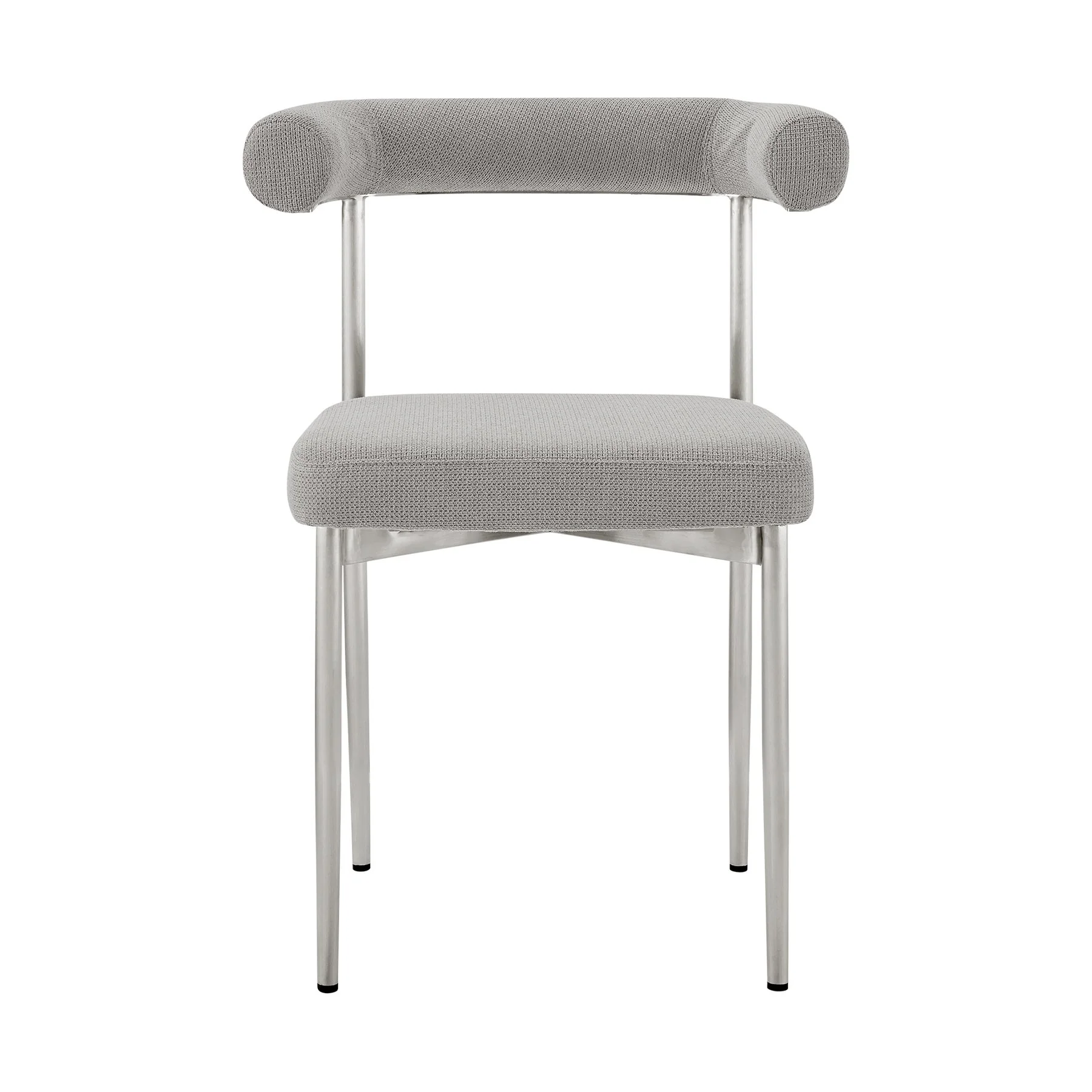 Shannon Dining Chair with Brushed Stainless Steel and Light Gray Fabric - Set of 2 - Image 3