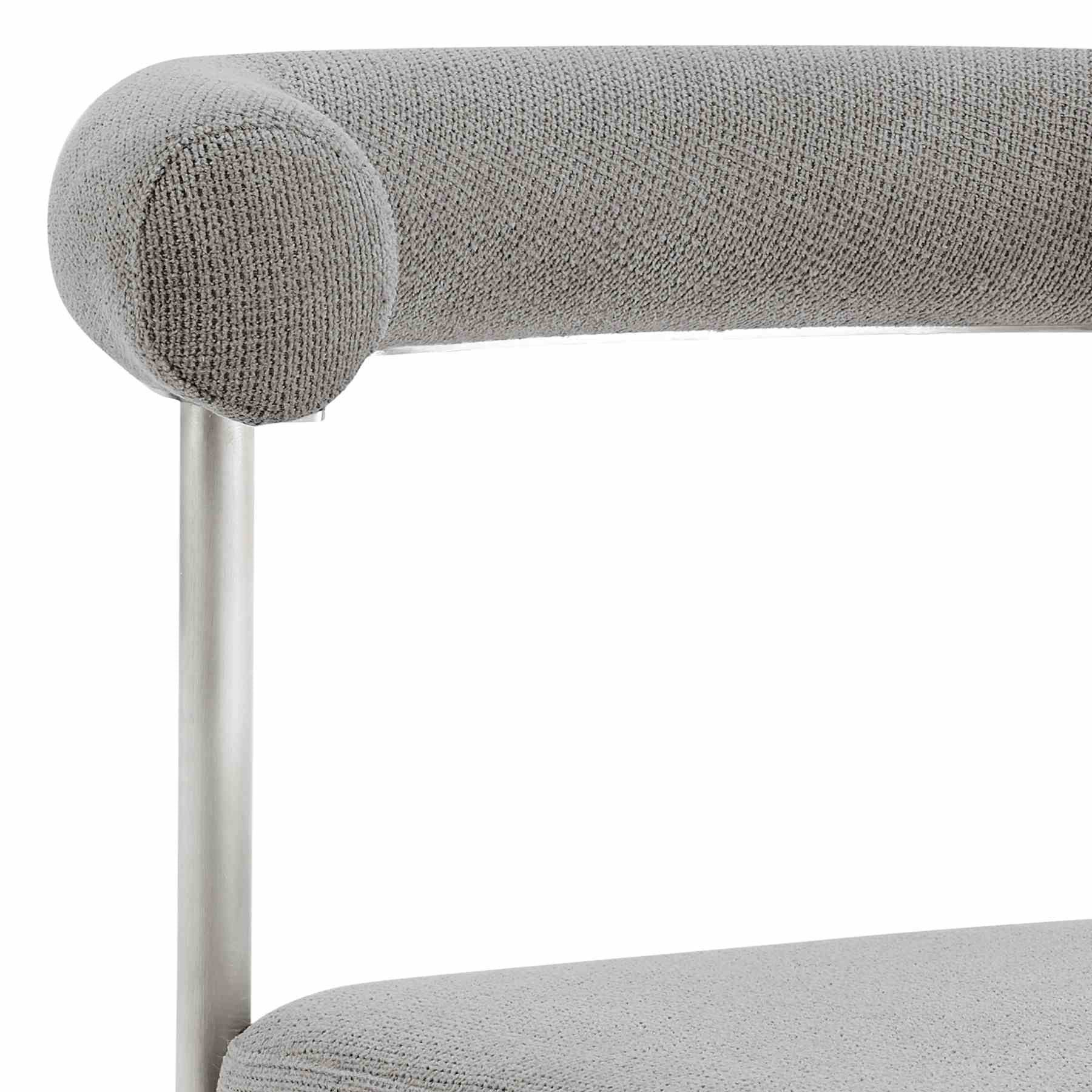 Shannon Dining Chair with Brushed Stainless Steel and Light Gray Fabric - Set of 2 - Image 7