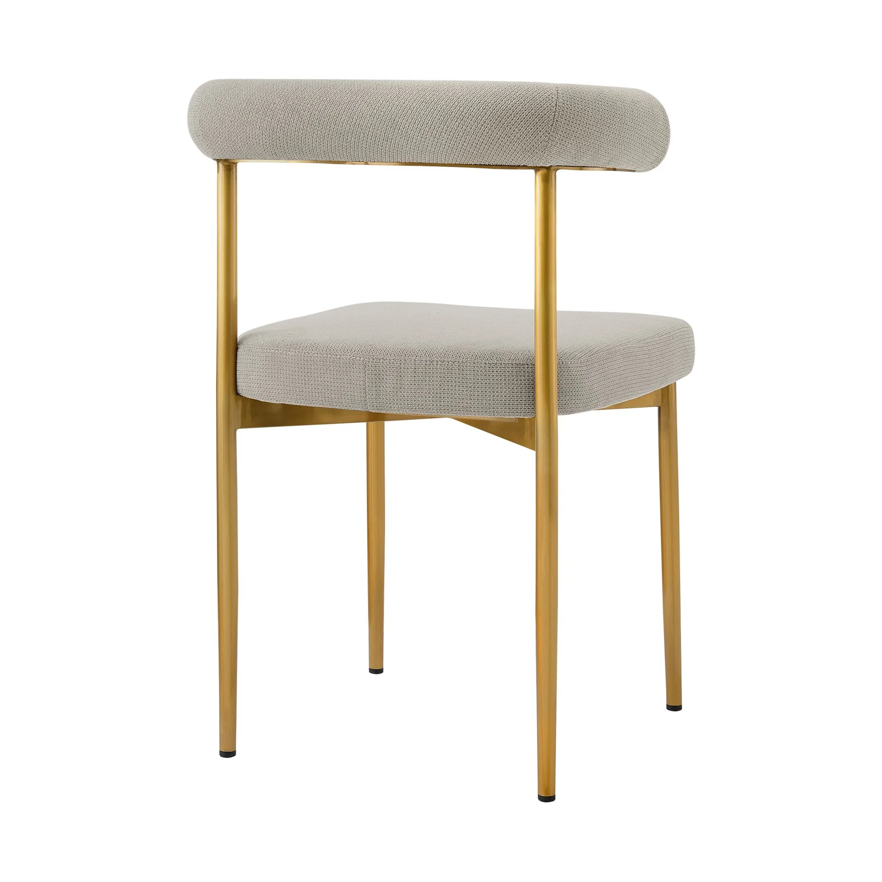 Shannon Dining Chair with Gold Brushed Stainless Steel and Taupe Fabric - Set of 2 - Image 4