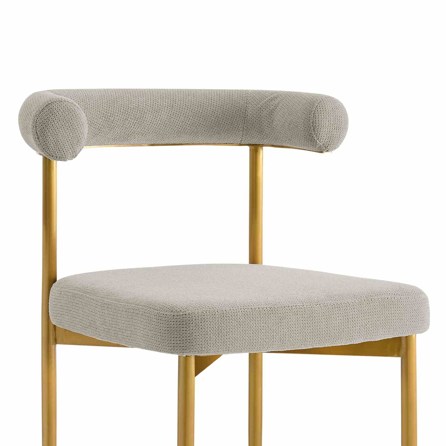 Shannon Dining Chair with Gold Brushed Stainless Steel and Taupe Fabric - Set of 2 - Image 5