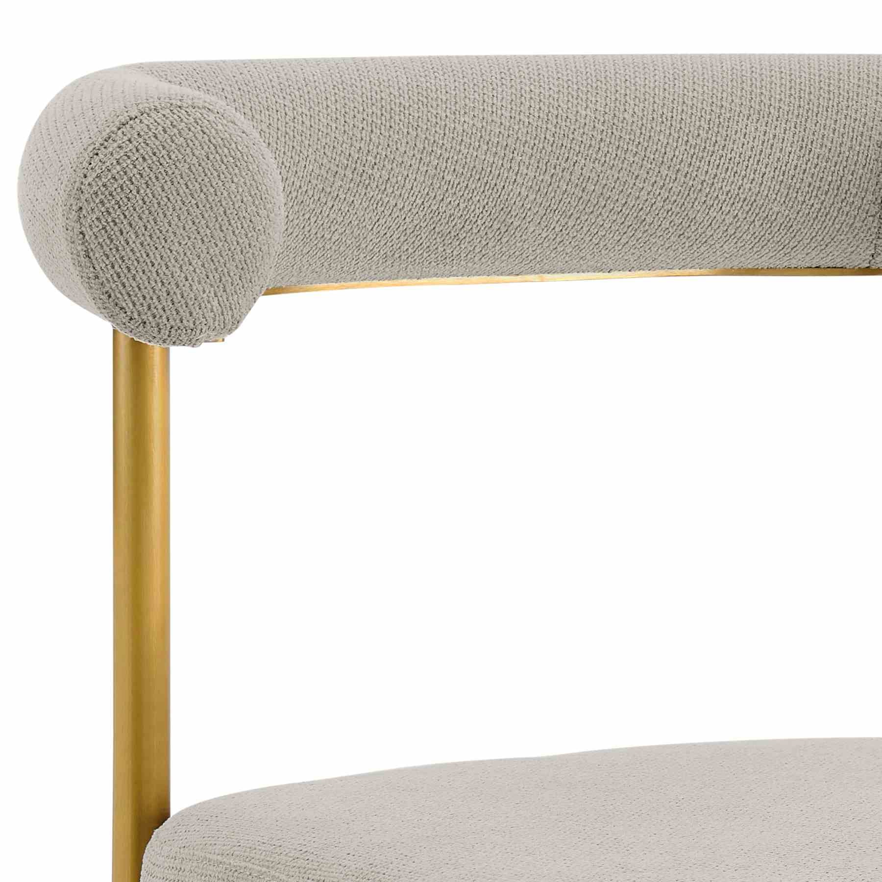 Shannon Dining Chair with Gold Brushed Stainless Steel and Taupe Fabric - Set of 2 - Image 7