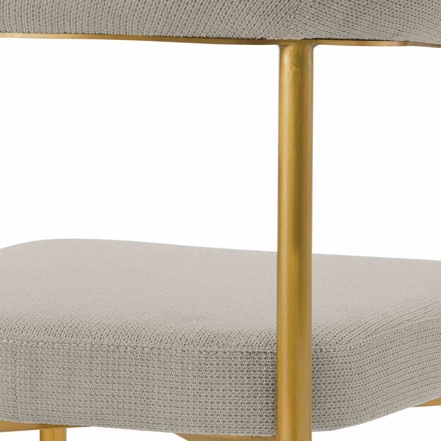Shannon Dining Chair with Gold Brushed Stainless Steel and Taupe Fabric - Set of 2 - Image 8