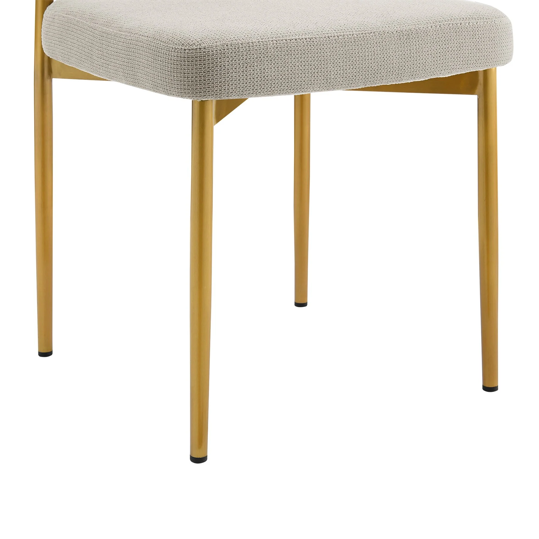 Shannon Dining Chair with Gold Brushed Stainless Steel and Taupe Fabric - Set of 2 - Image 9