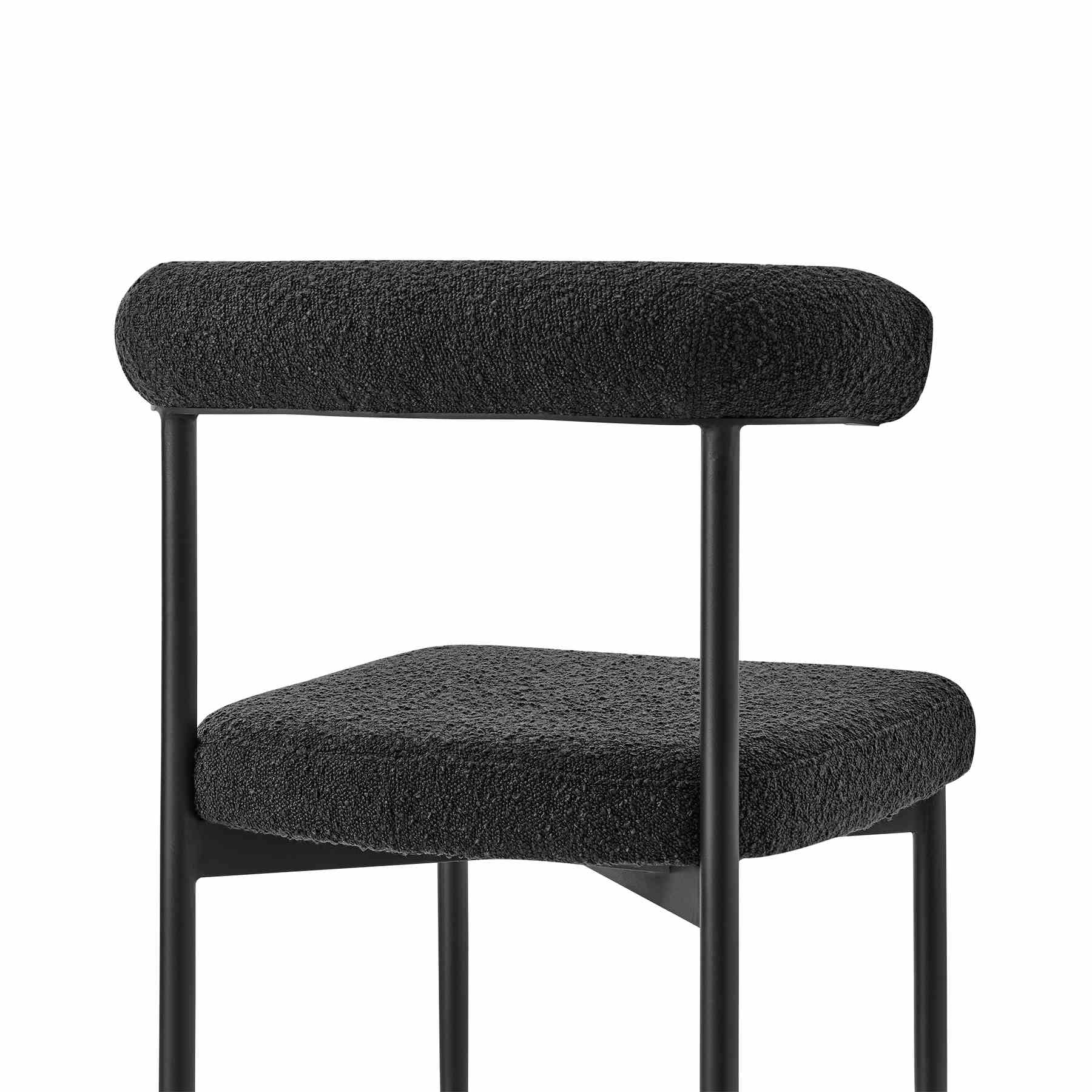 Shannon Dining Chair with Matte Black Iron and Black Fabric - Set of 2 - Image 6
