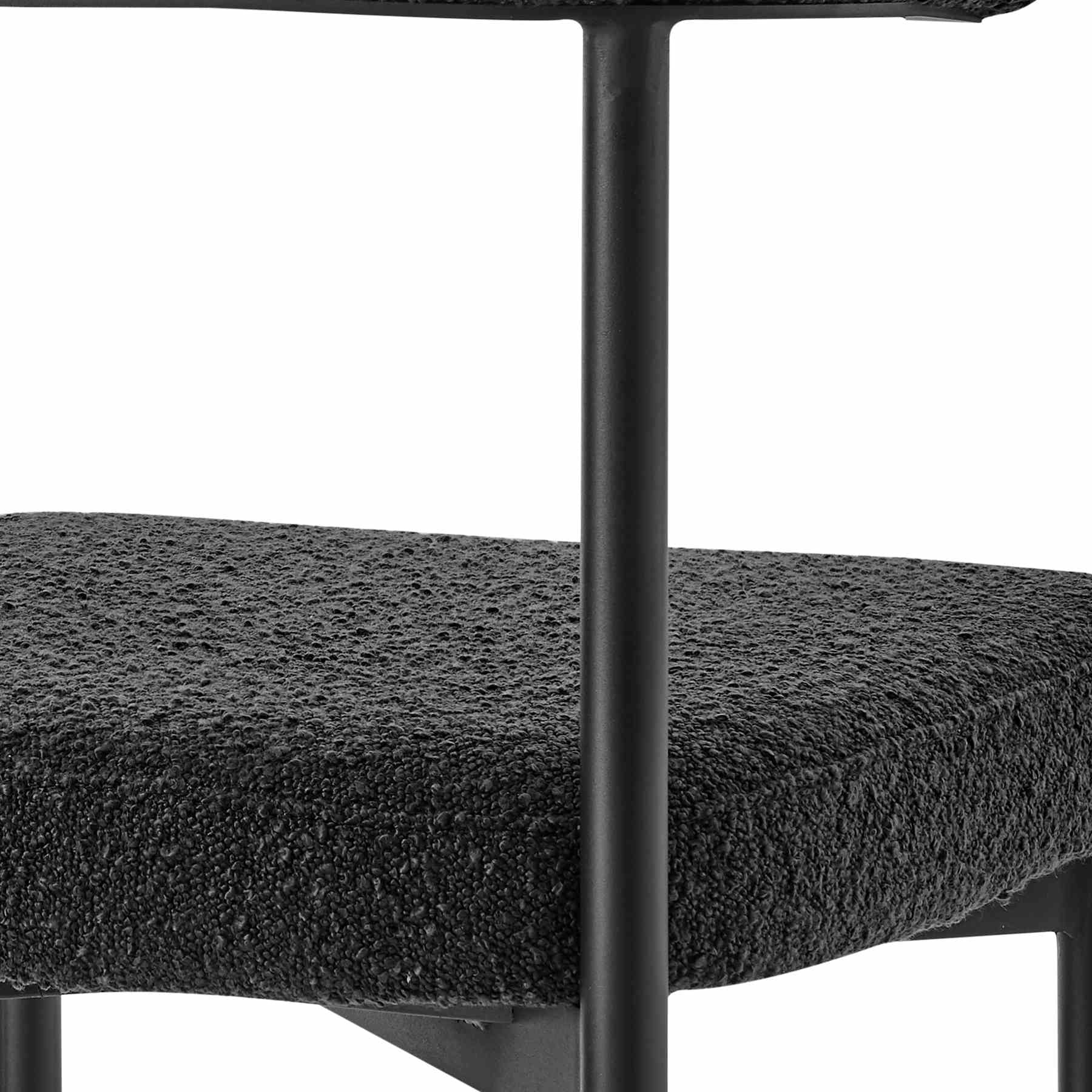 Shannon Dining Chair with Matte Black Iron and Black Fabric - Set of 2 - Image 8