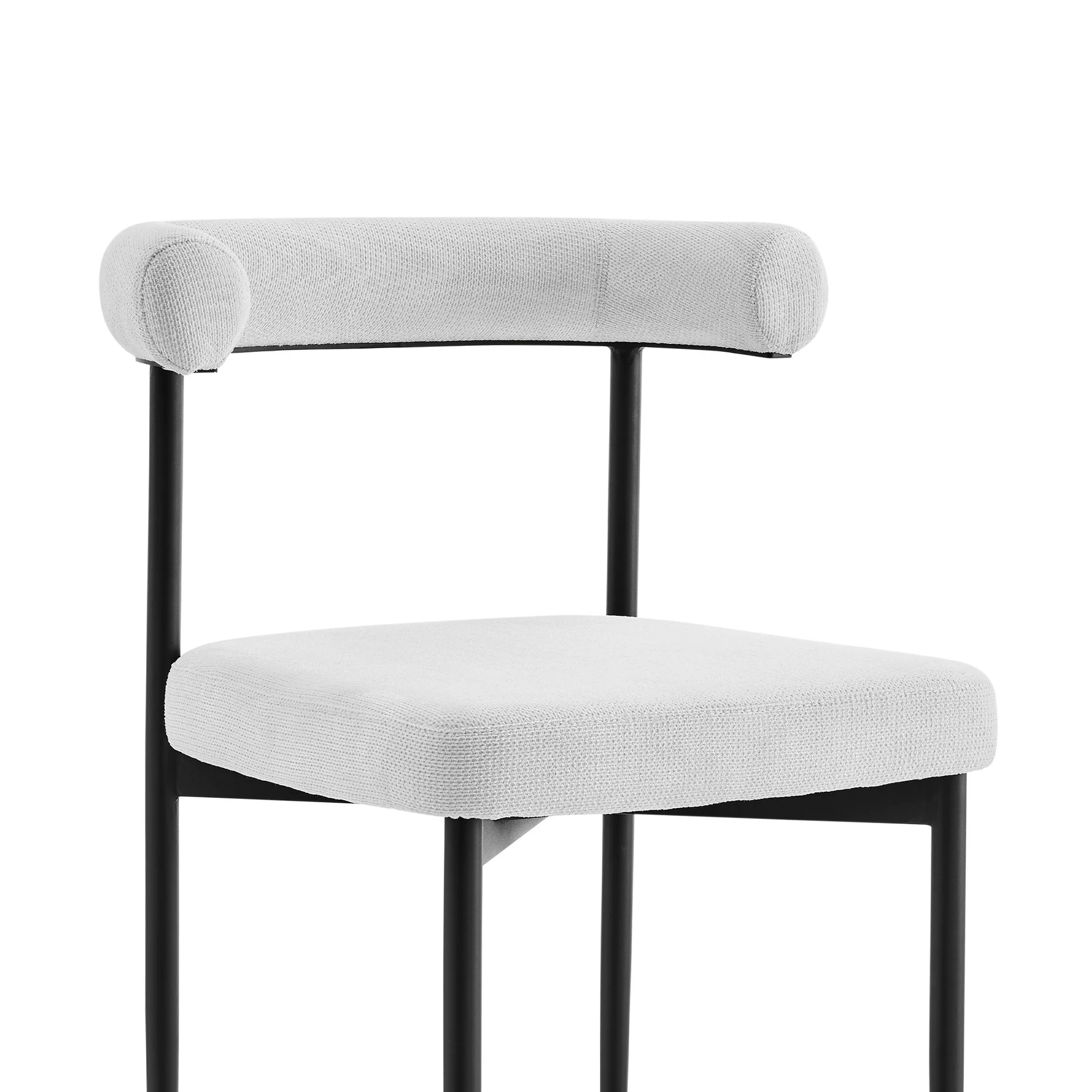 Shannon Dining Chair with Matte Black Iron and Cream Fabric - Set of 2 - Image 5