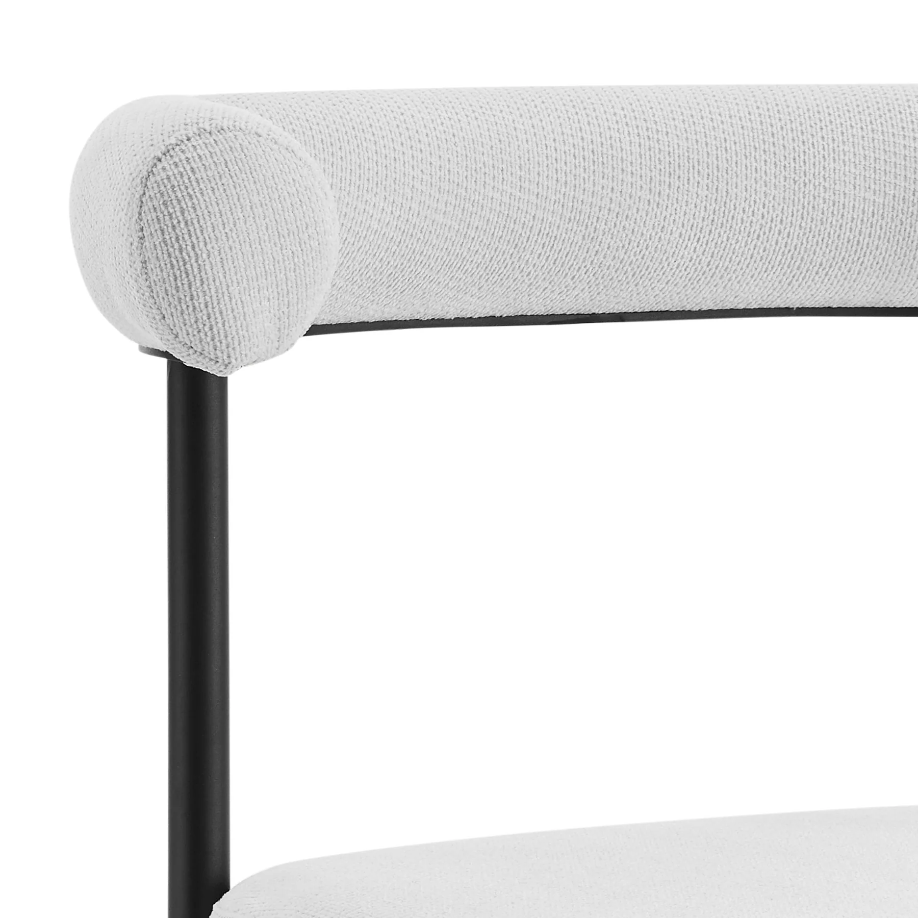 Shannon Dining Chair with Matte Black Iron and Cream Fabric - Set of 2 - Image 7
