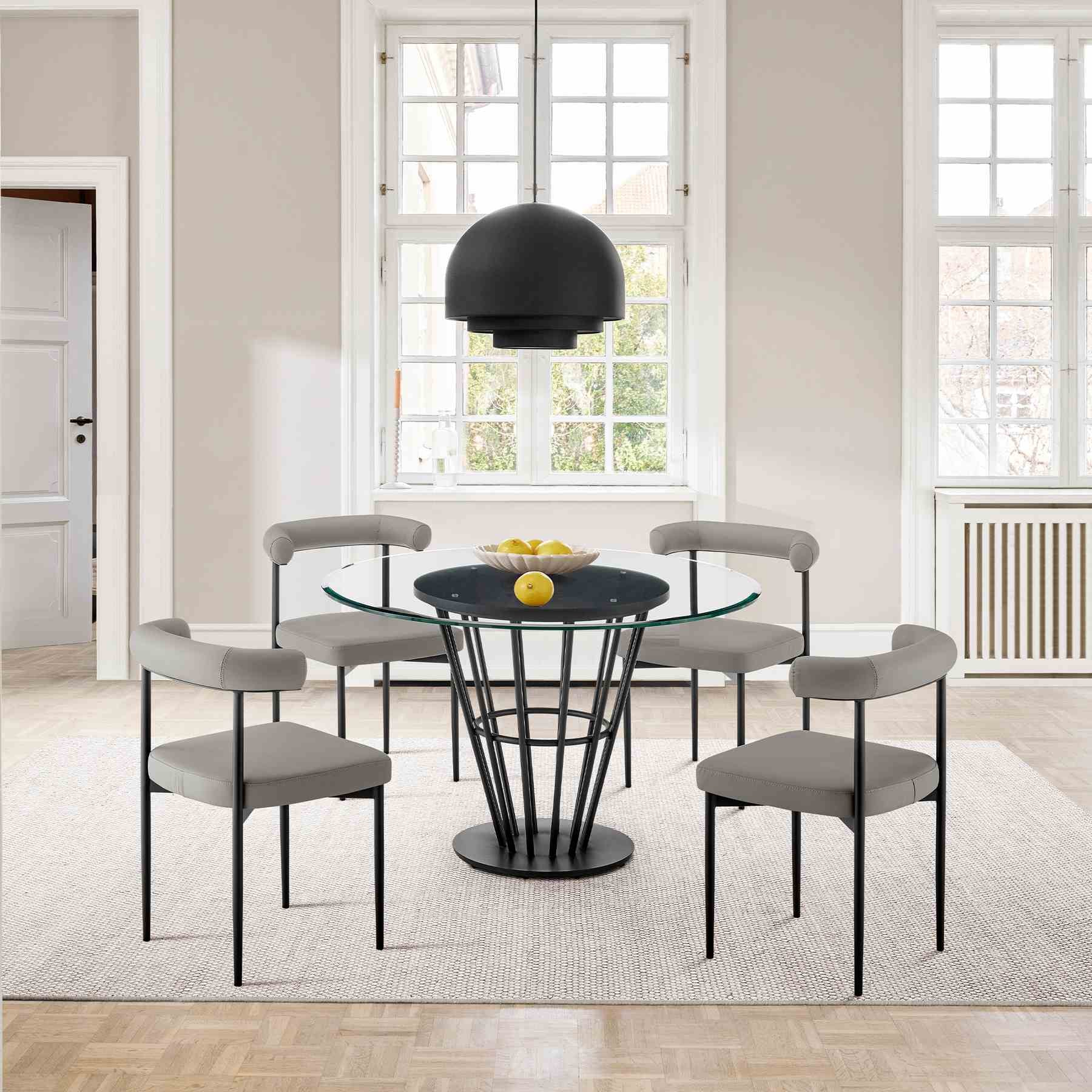 Shannon Dining Chair with Matte Black Iron and Light Gray Faux Leather - Set of 2 - Image 12