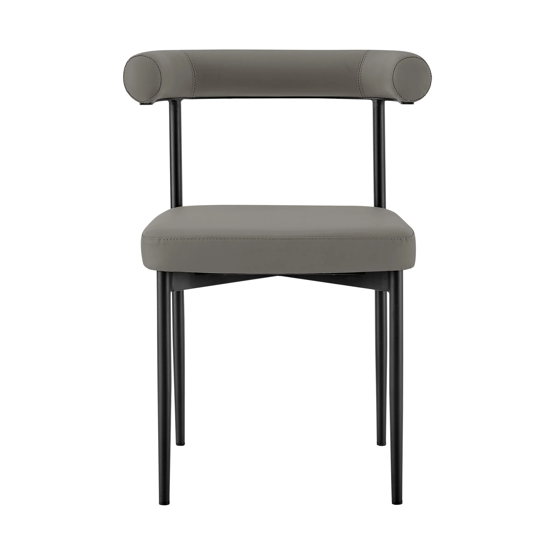Shannon Dining Chair with Matte Black Iron and Light Gray Faux Leather - Set of 2 - Image 3