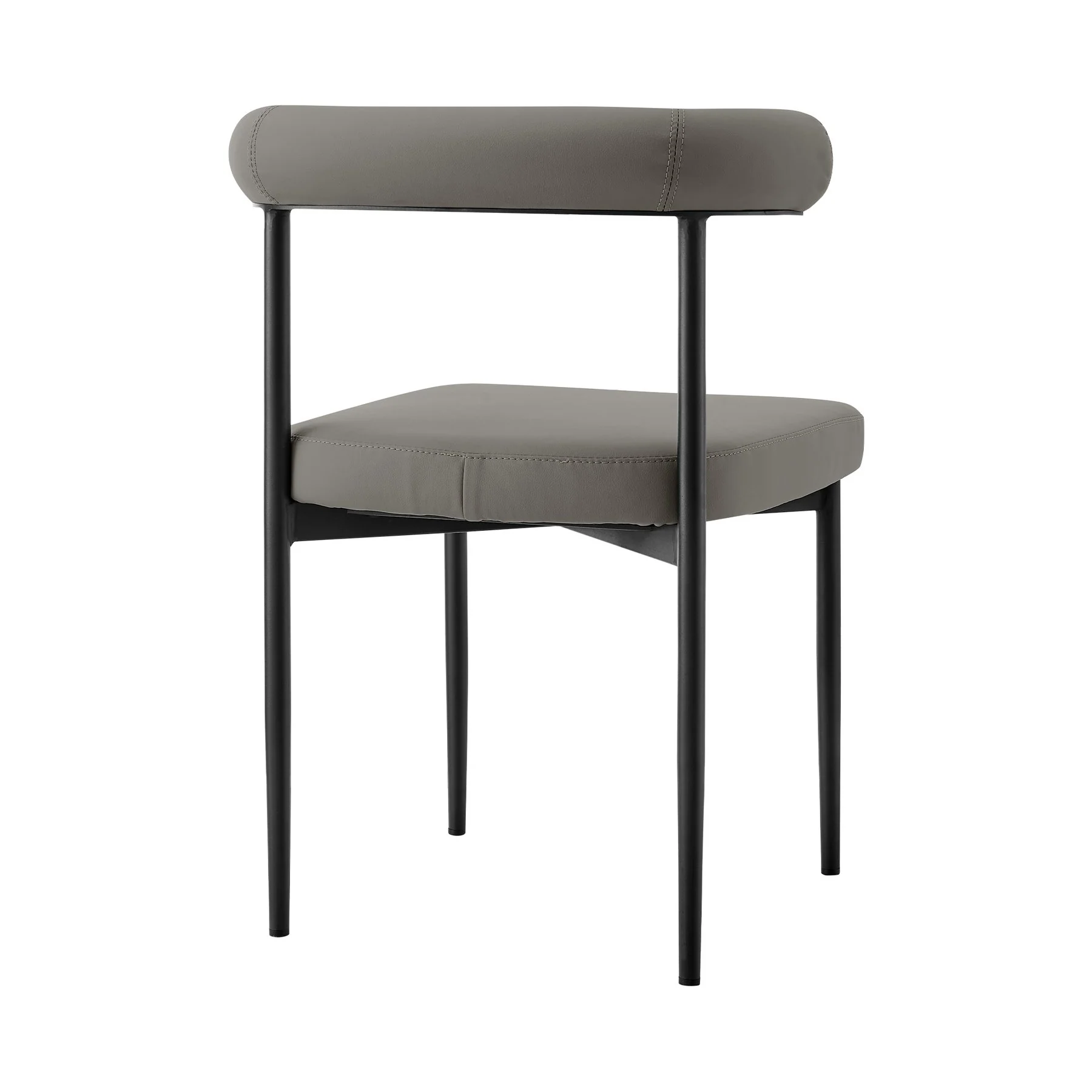 Shannon Dining Chair with Matte Black Iron and Light Gray Faux Leather - Set of 2 - Image 4