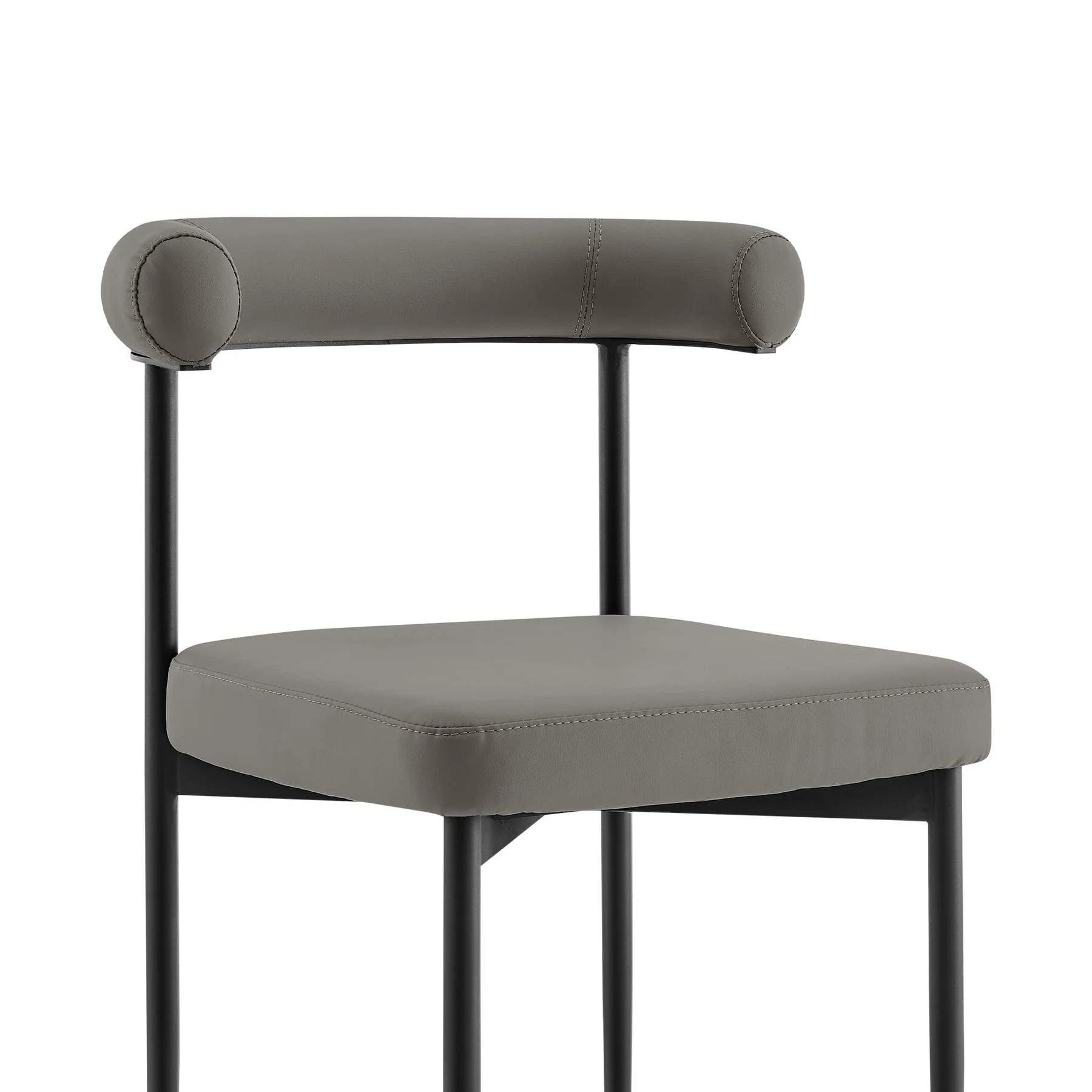 Shannon Dining Chair with Matte Black Iron and Light Gray Faux Leather - Set of 2 - Image 5