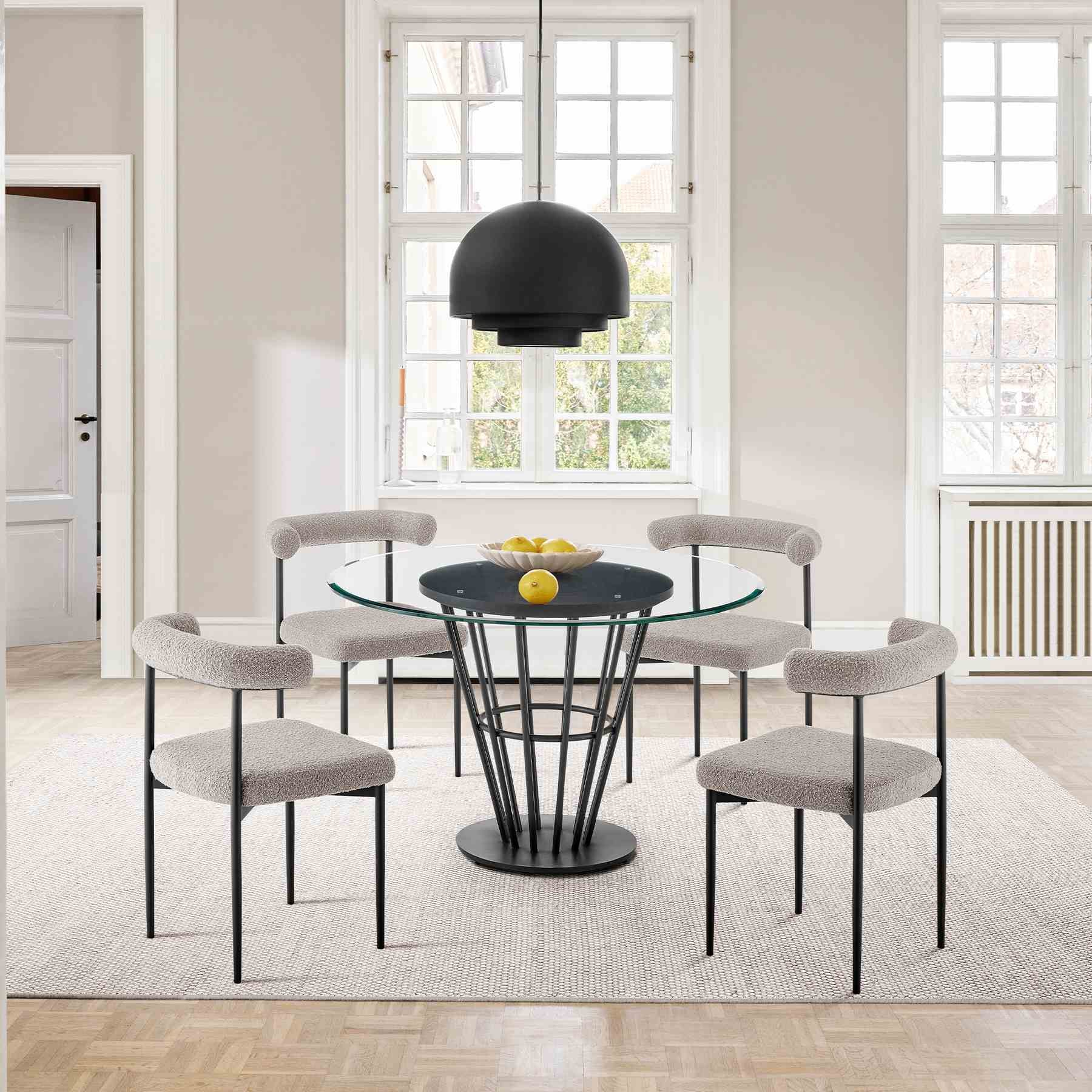 Shannon Dining Chair with Matte Black Iron and Thundercloud Gray Fabric - Set of 2 - Image 12