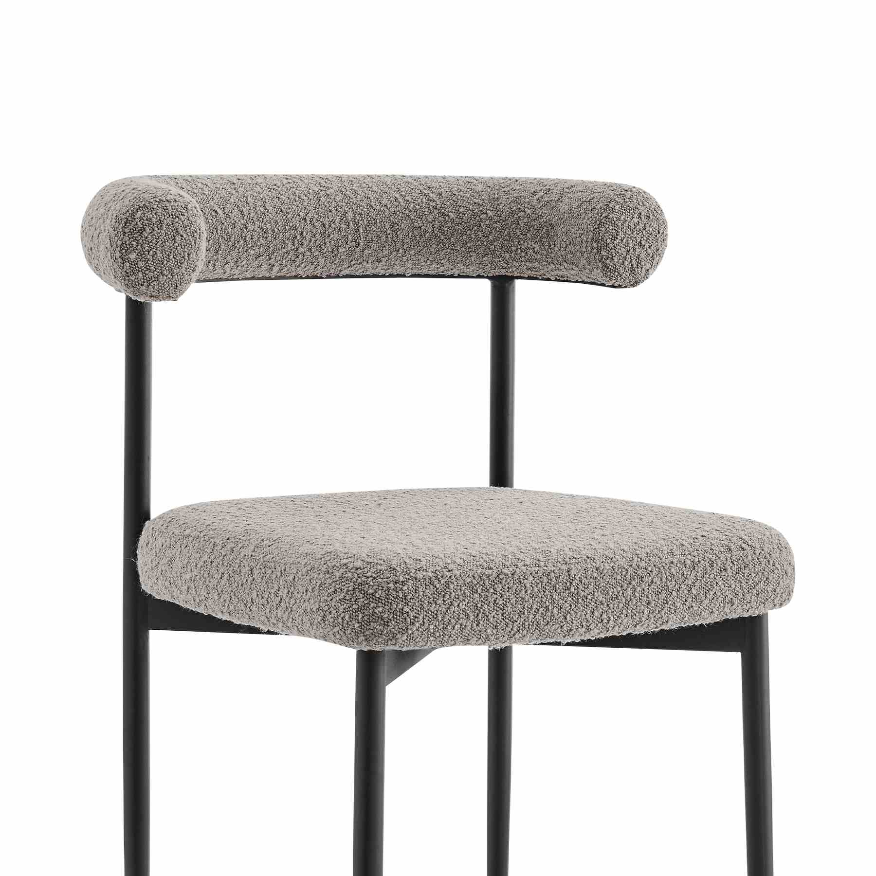Shannon Dining Chair with Matte Black Iron and Thundercloud Gray Fabric - Set of 2 - Image 5