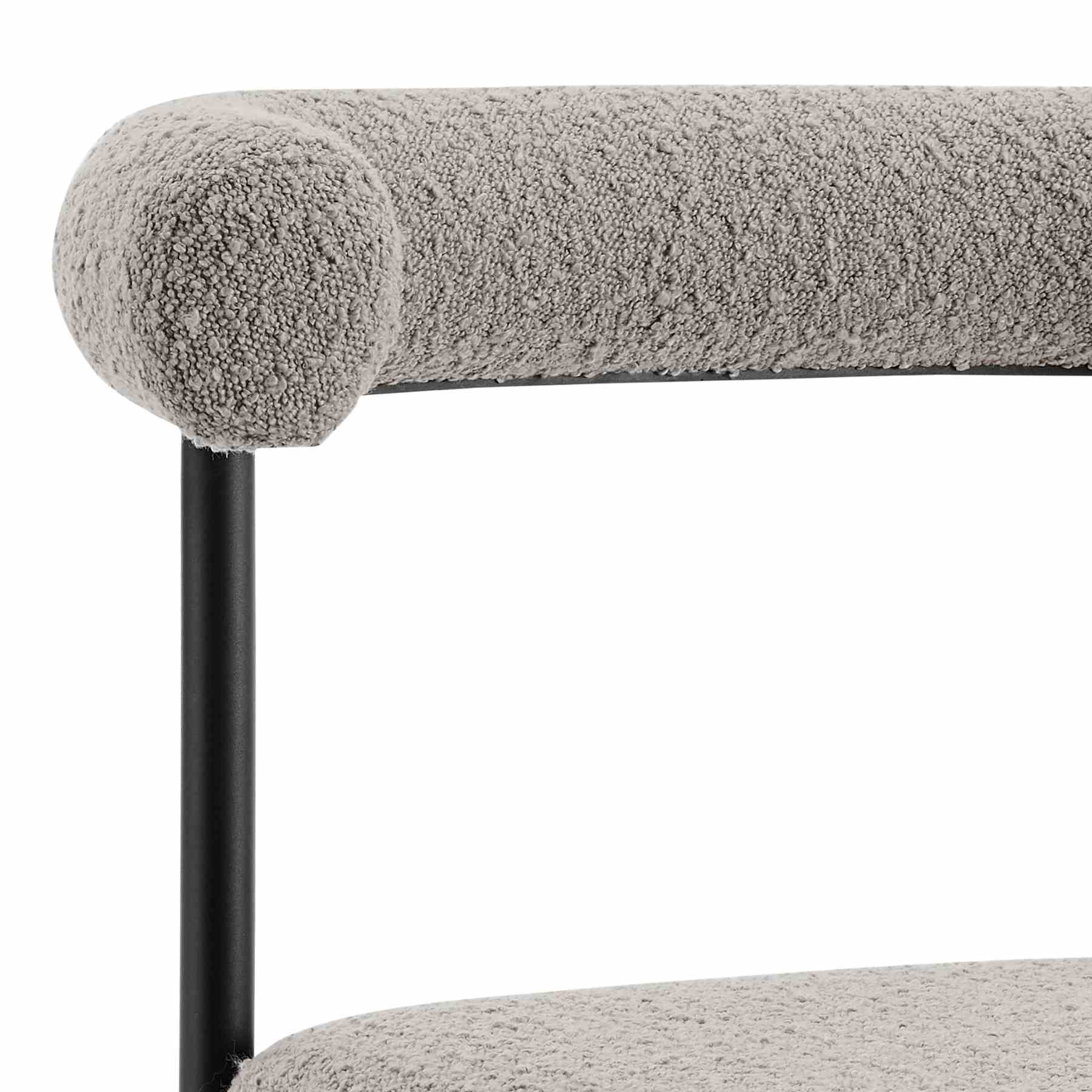 Shannon Dining Chair with Matte Black Iron and Thundercloud Gray Fabric - Set of 2 - Image 7