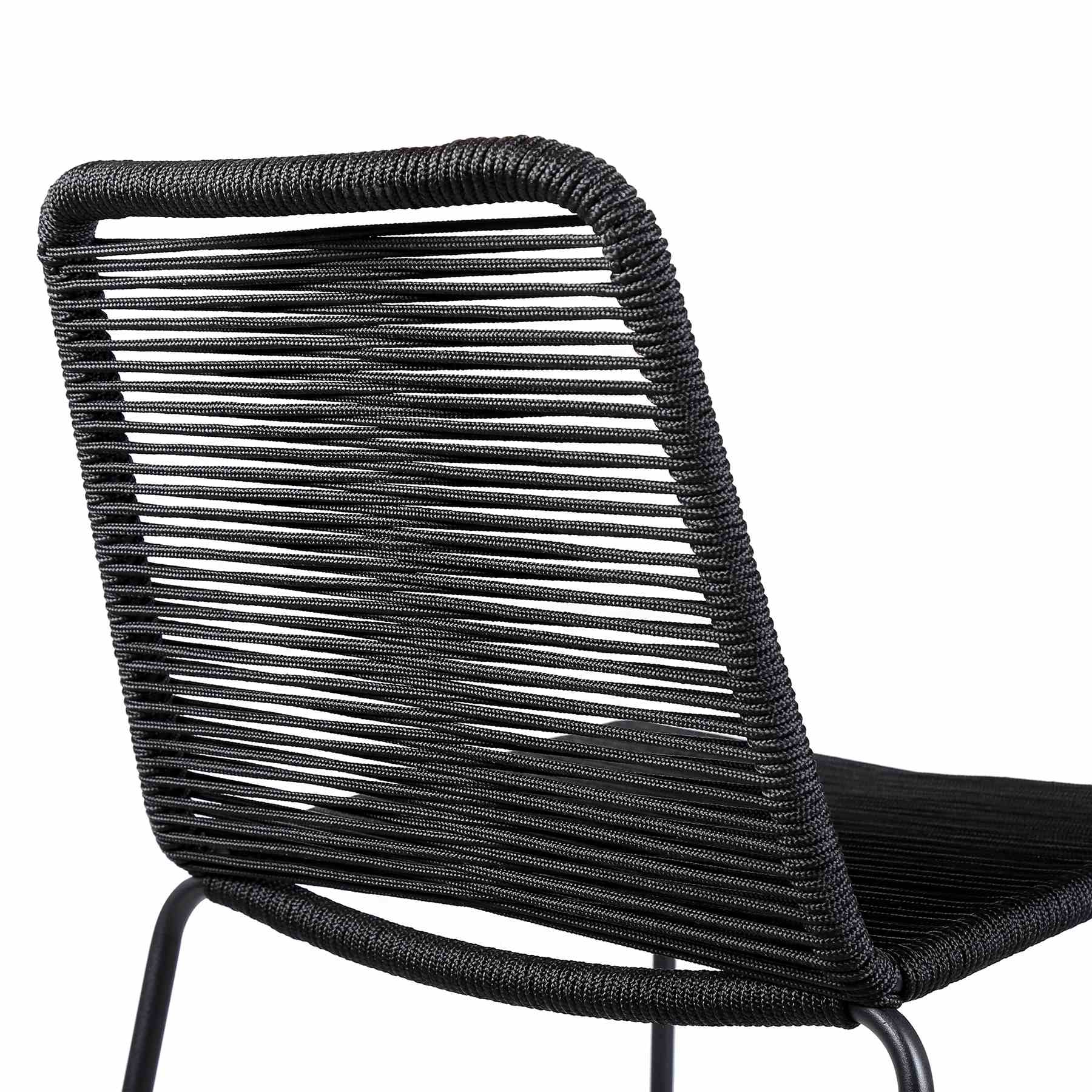 Shasta 26" Outdoor Metal and Black Rope Stackable Counter Stool - Image 4