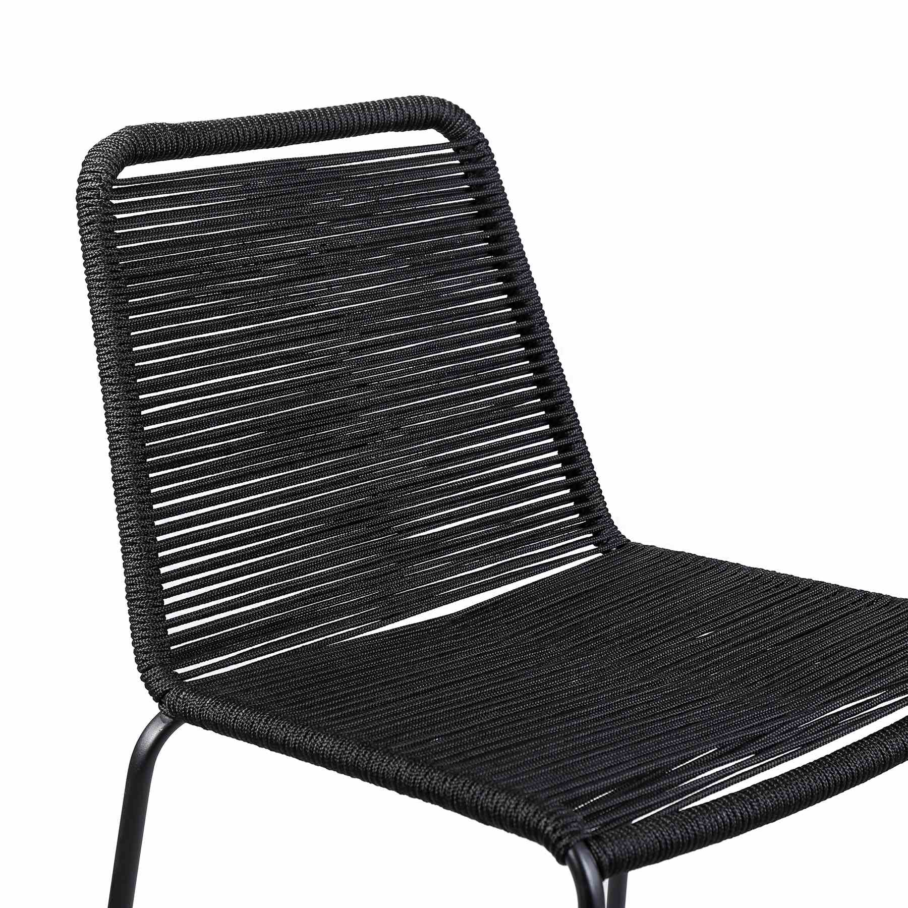 Shasta 26" Outdoor Metal and Black Rope Stackable Counter Stool - Set of 2 - Image 4
