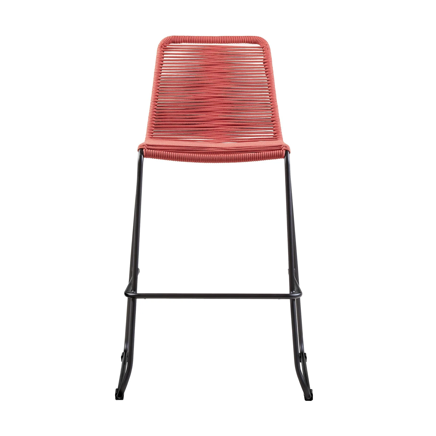 Shasta 26" Outdoor Metal and Brick Red Rope Stackable Counter Stool - Set of 2 - Image 2