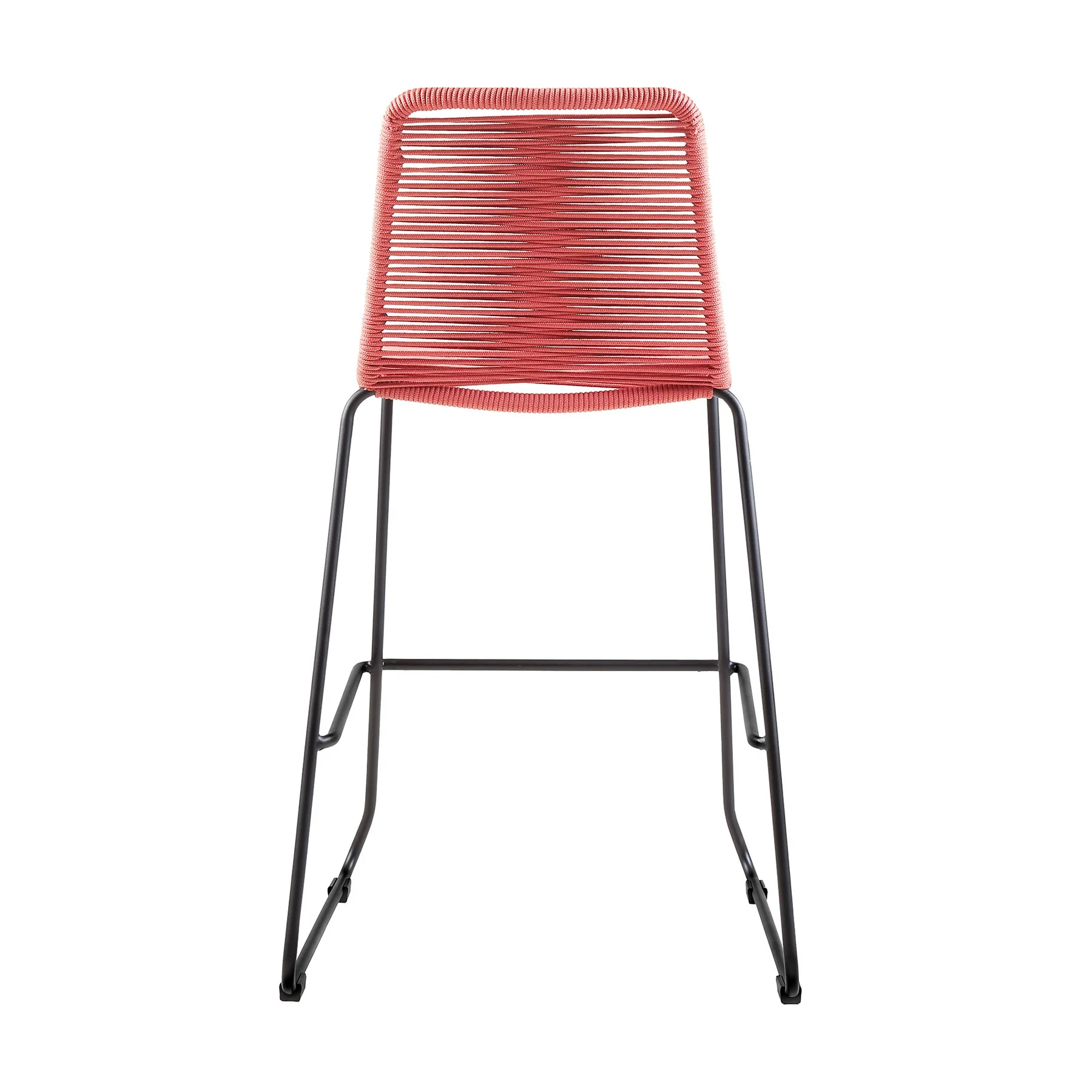 Shasta 26" Outdoor Metal and Brick Red Rope Stackable Counter Stool - Set of 2 - Image 5
