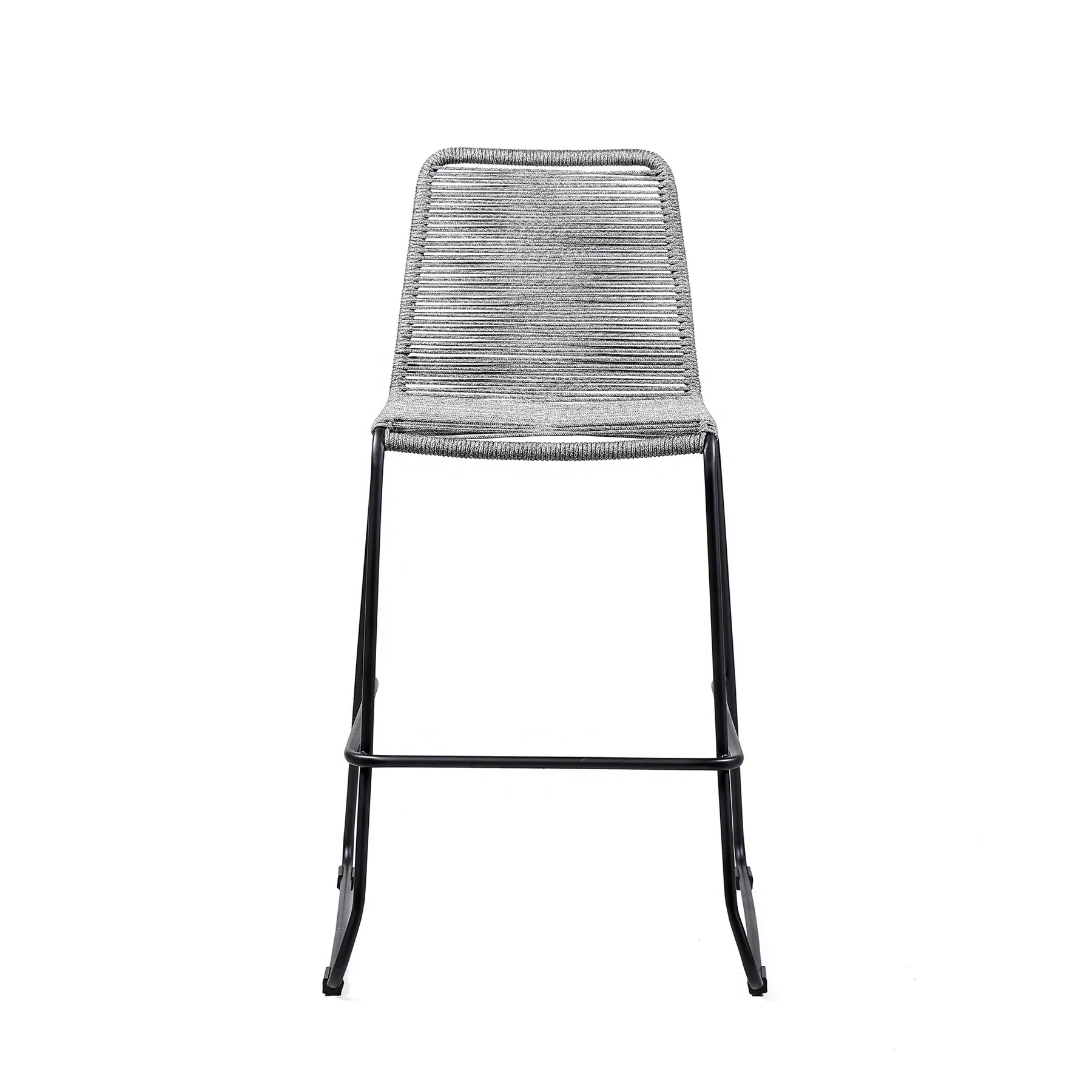 Shasta 26" Outdoor Metal and Gray Rope Stackable Barstool - Set of 2 - Image 2