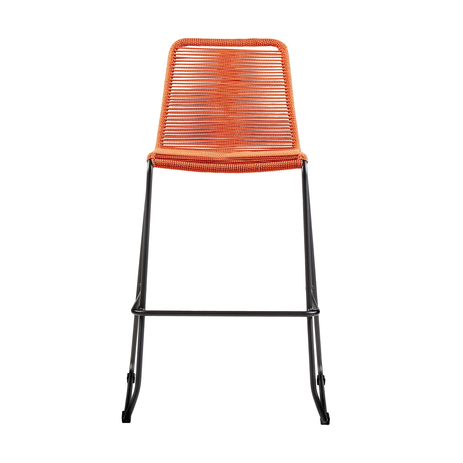 Shasta 26" Outdoor Metal and Tangerine Rope Stackable Counter Stool - Set of 2 - Image 2