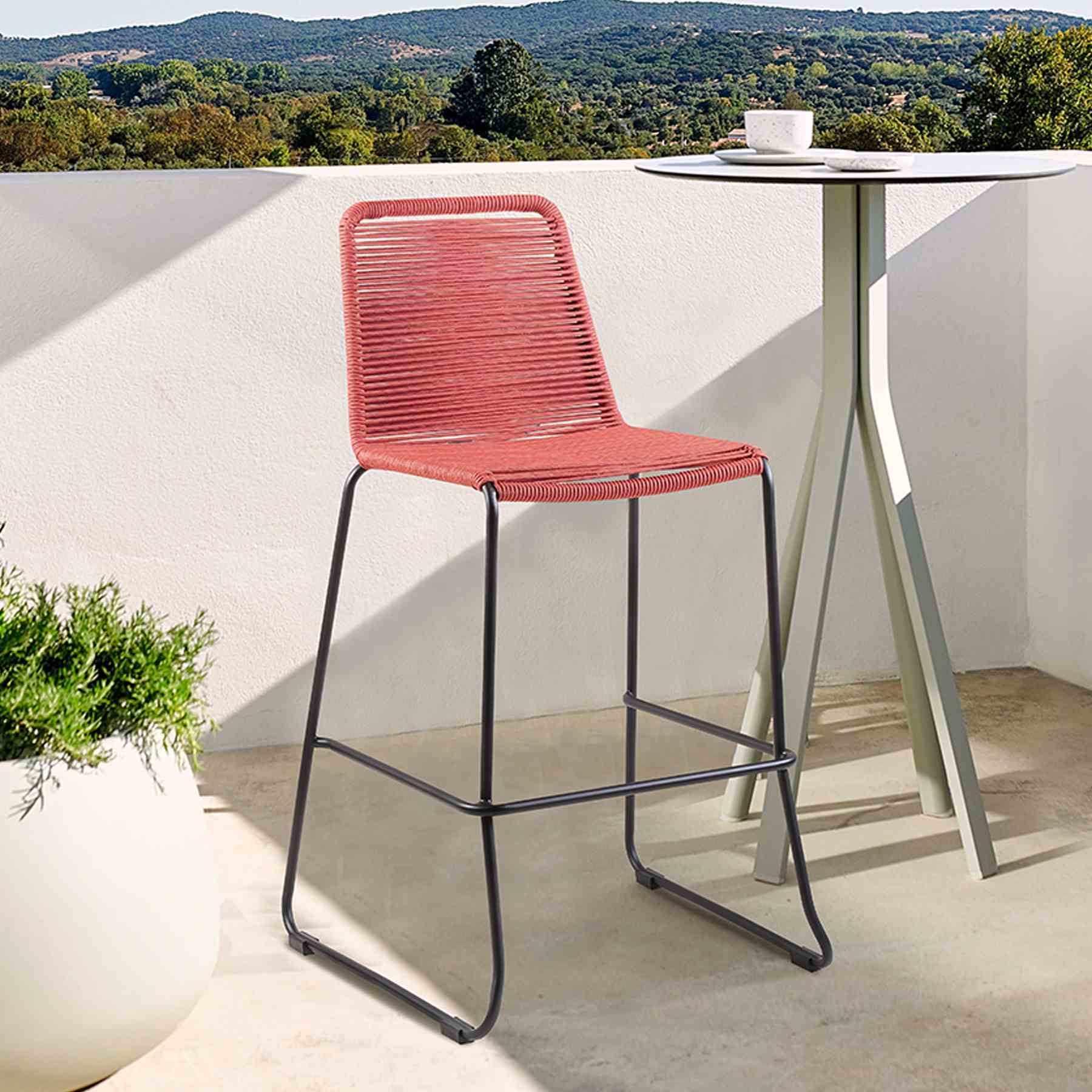 Shasta 30" and 26" Outdoor Metal and Rope Stackable Barstool - Image 8