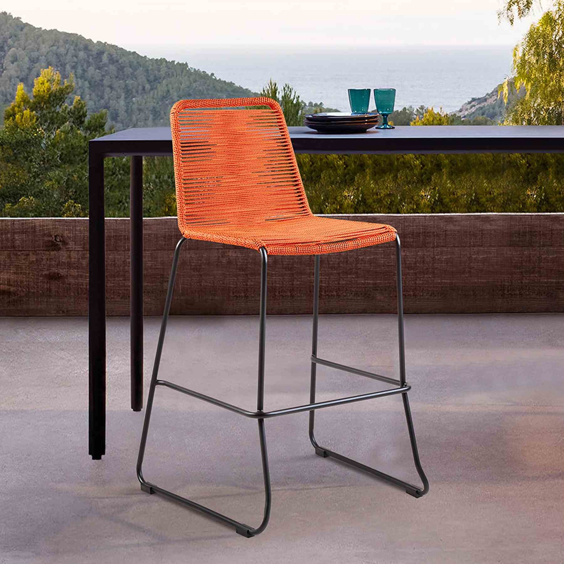 Shasta 30" and 26" Outdoor Metal and Rope Stackable Barstool - Image 8