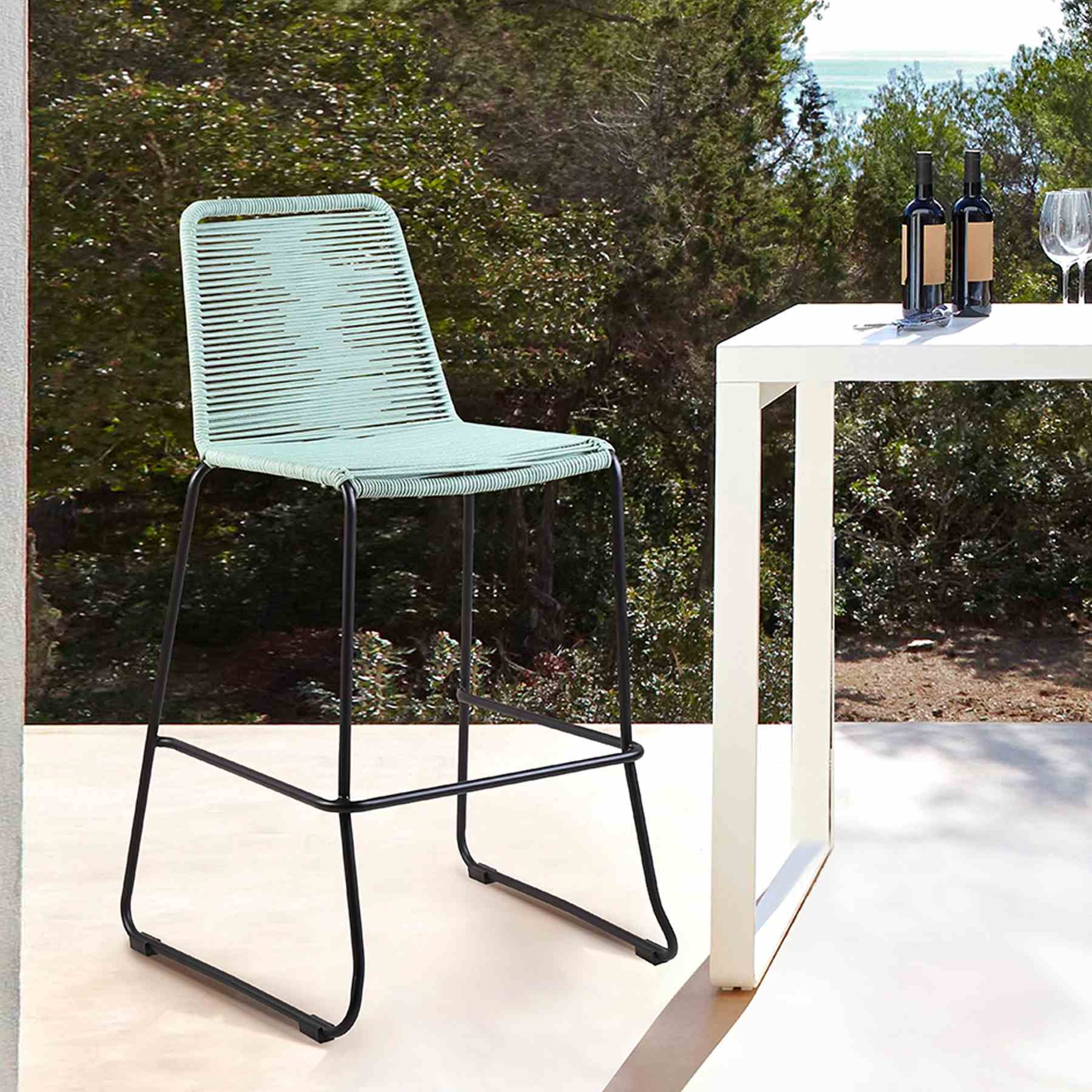 Shasta 30" and 26" Outdoor Metal and Rope Stackable Barstool - Image 7