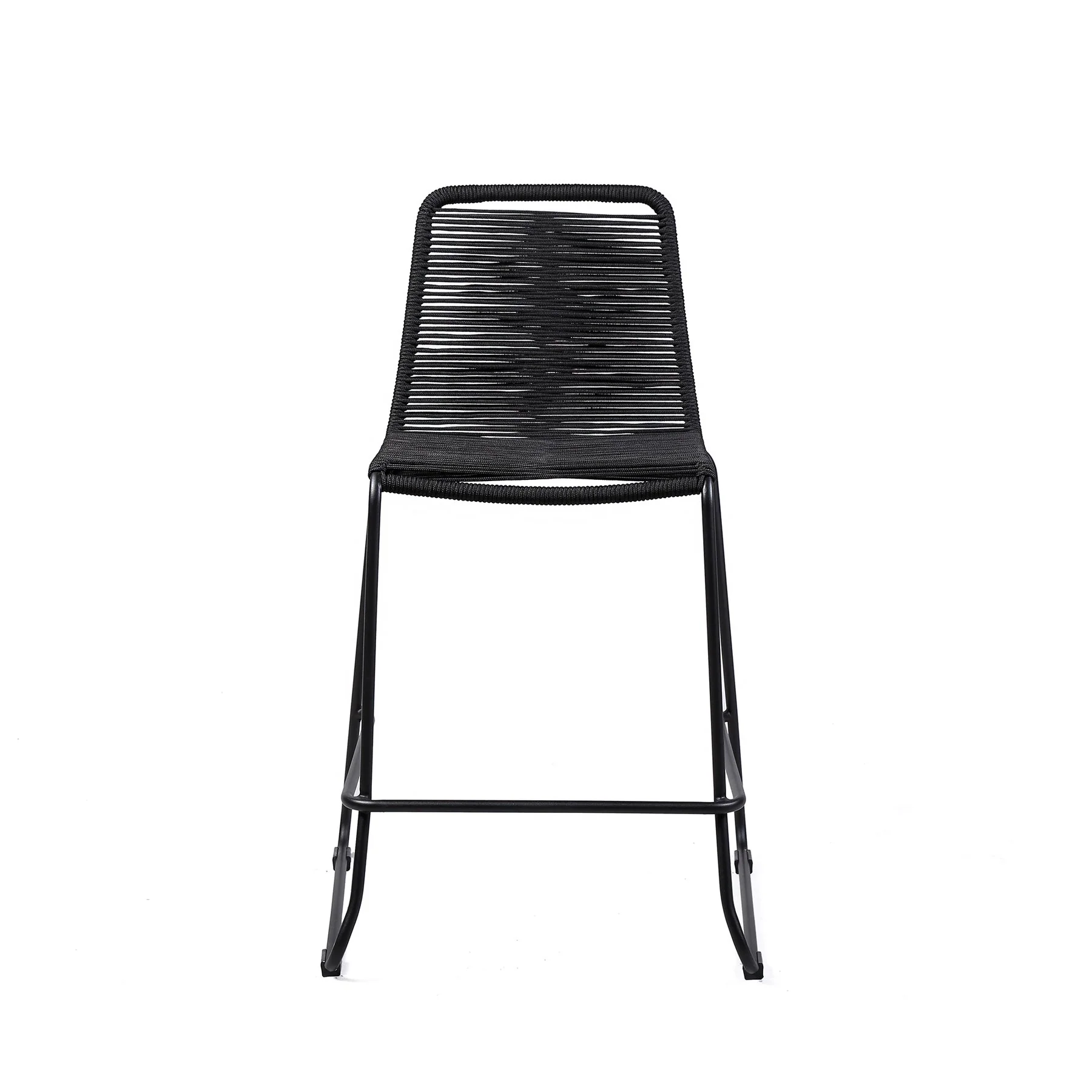 Shasta 30" Outdoor Metal and Black Rope Stackable Barstool - Set of 2 - Image 2