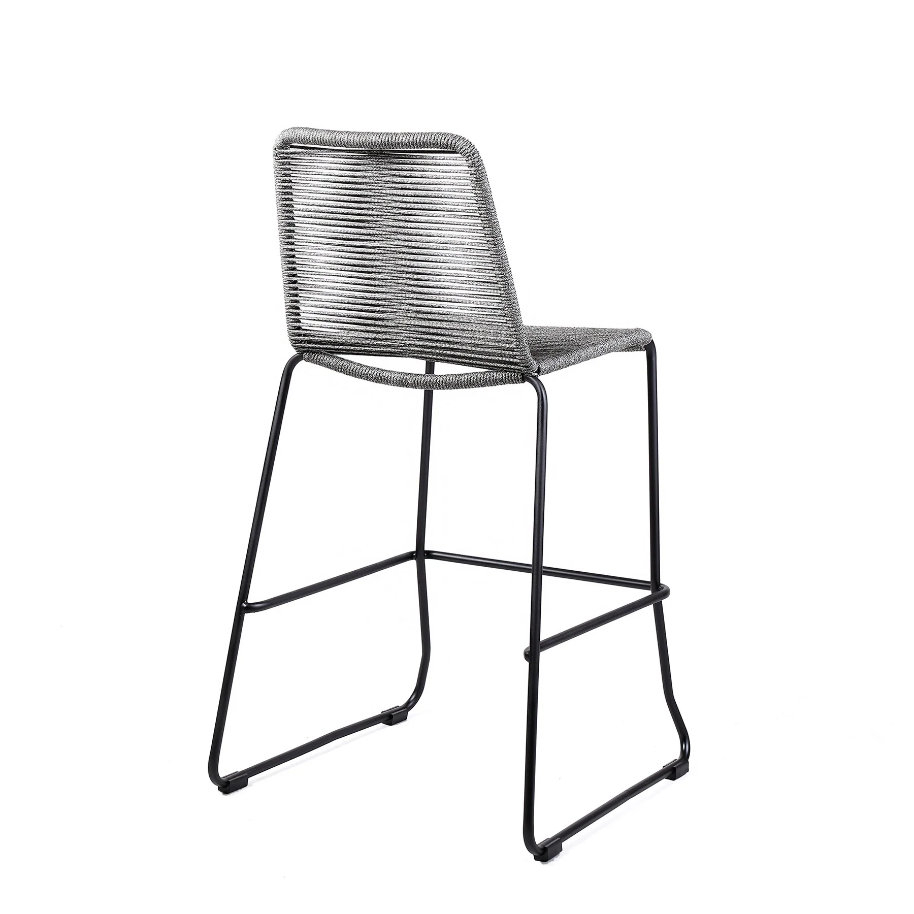 Shasta 30" Outdoor Metal and Gray Rope Stackable Barstool - Image 3