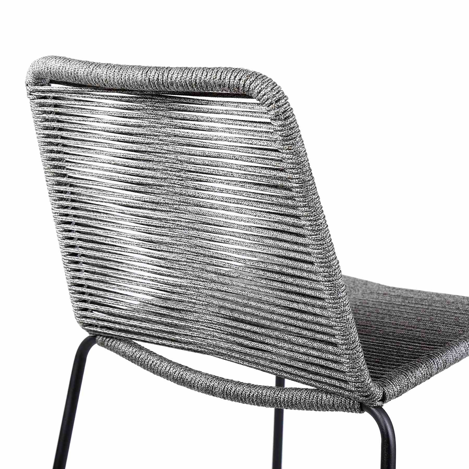 Shasta 30" Outdoor Metal and Gray Rope Stackable Barstool - Image 5