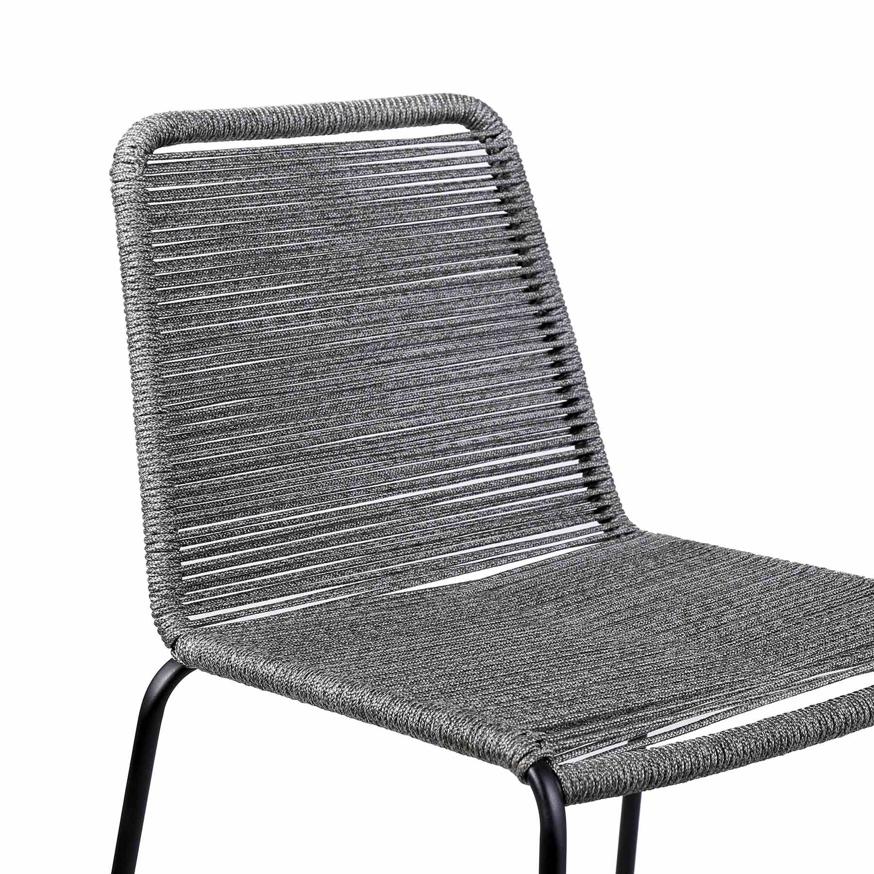 Shasta 30" Outdoor Metal and Gray Rope Stackable Barstool - Set of 2 - Image 4