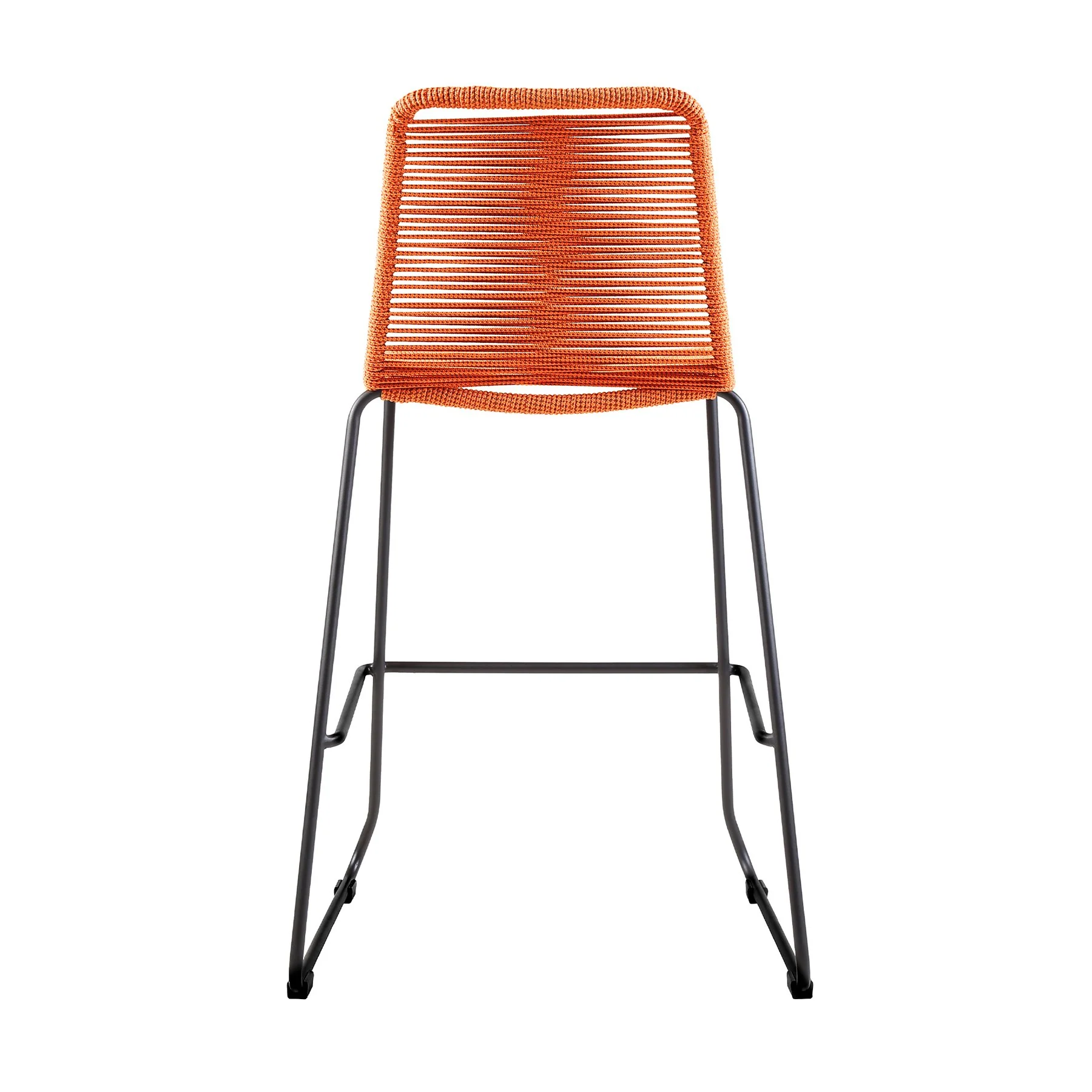 Shasta 30" Outdoor Metal and Tangerine Rope Stackable Barstool - Set of 2 - Image 5