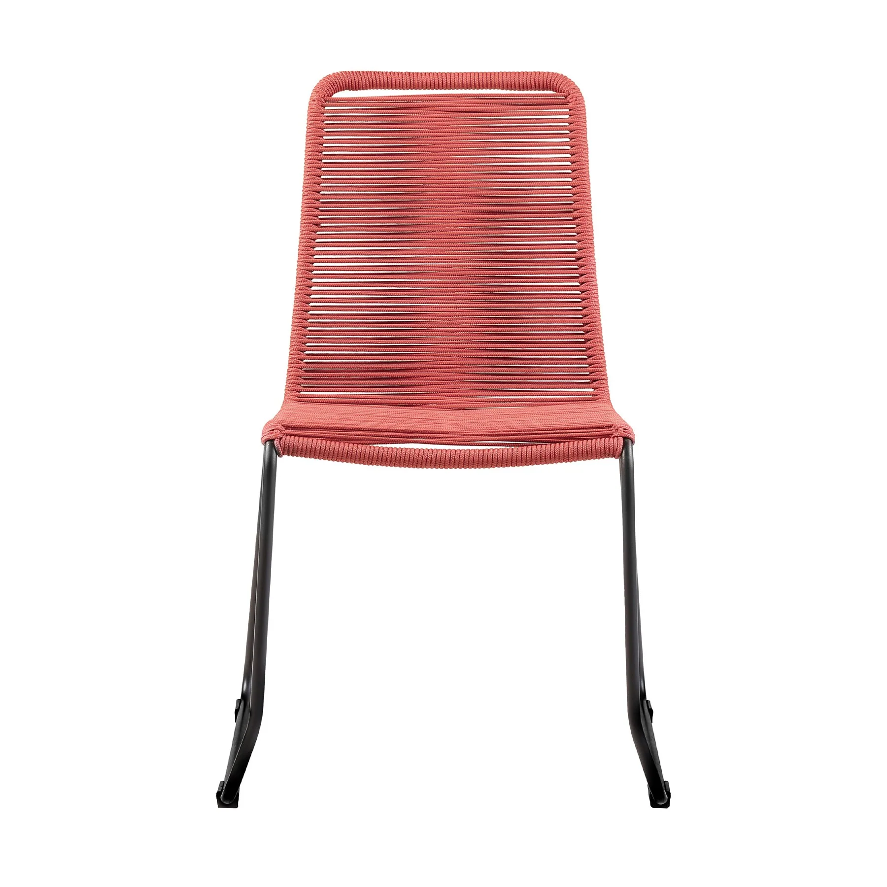 Shasta Outdoor Metal and Brick Red Rope Stackable Dining Chair - Set of 2 - Image 2