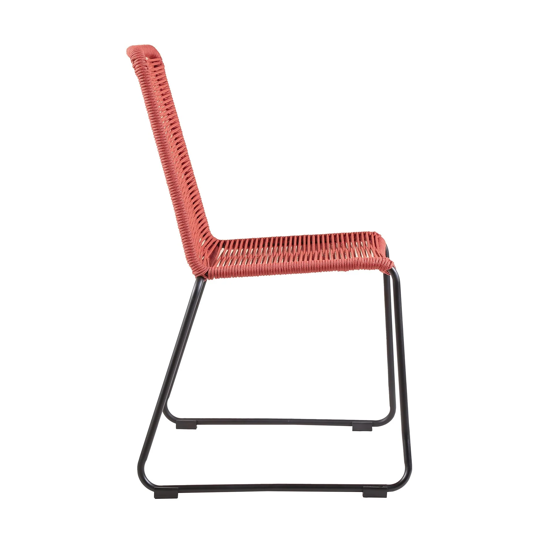 Shasta Outdoor Metal and Brick Red Rope Stackable Dining Chair - Set of 2 - Image 3