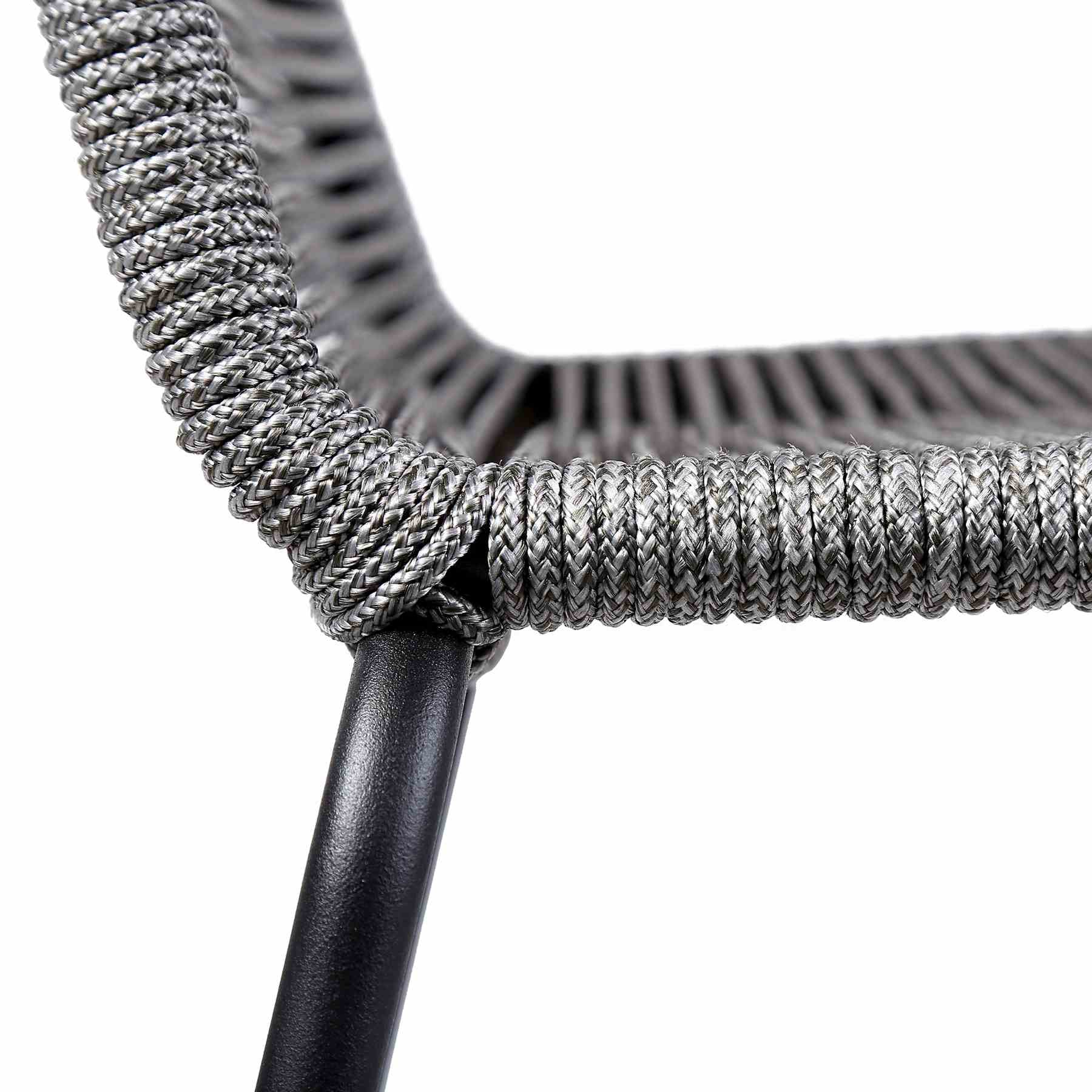 Shasta Outdoor Metal and Gray Rope Stackable Dining Chair - Set of 2 - Image 7