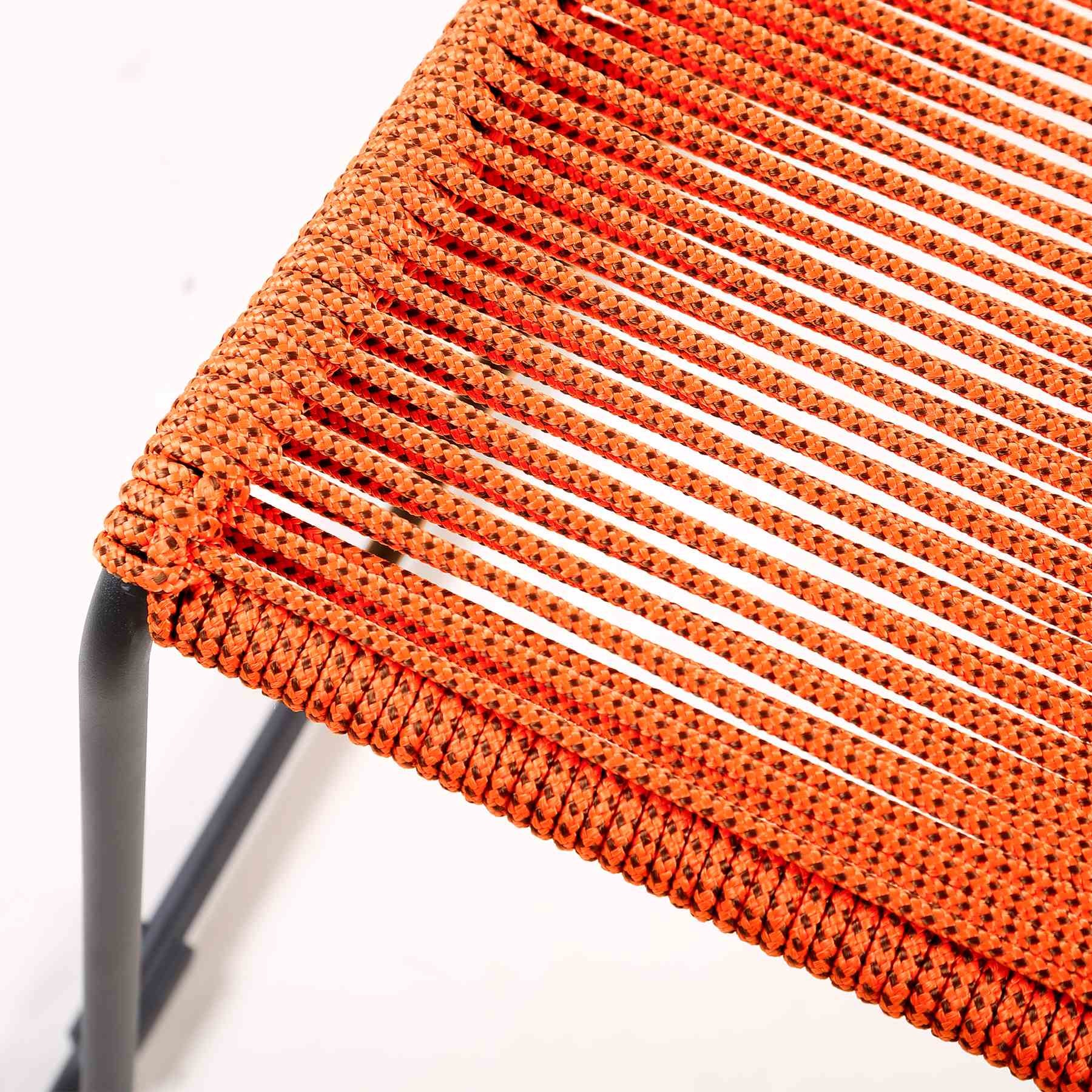 Shasta Outdoor Metal and Tangerine Rope Stackable Dining Chair - Set of 2 - Image 6