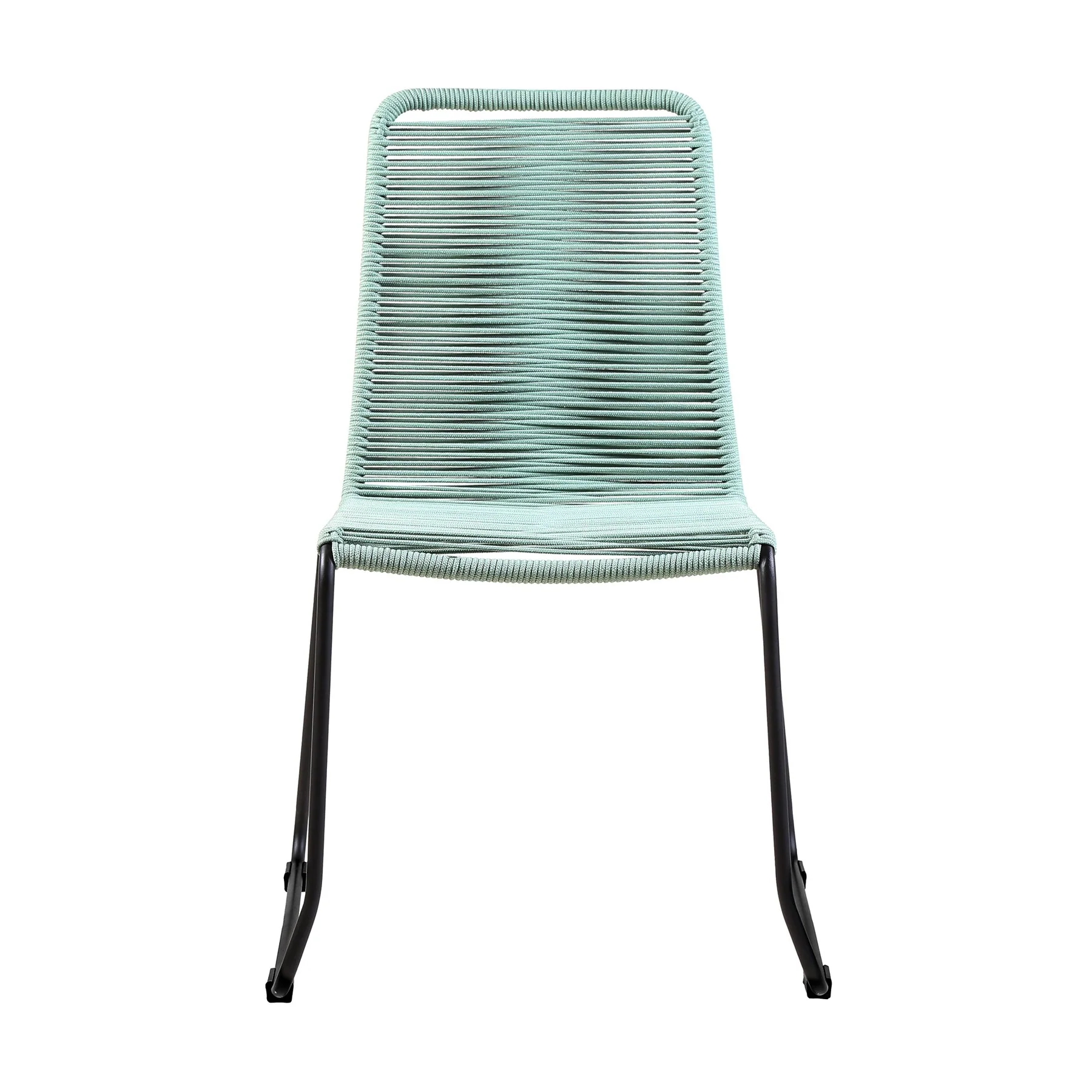 Shasta Outdoor Metal and Wasabi Rope Stackable Dining Chair - Set of 2 - Image 2