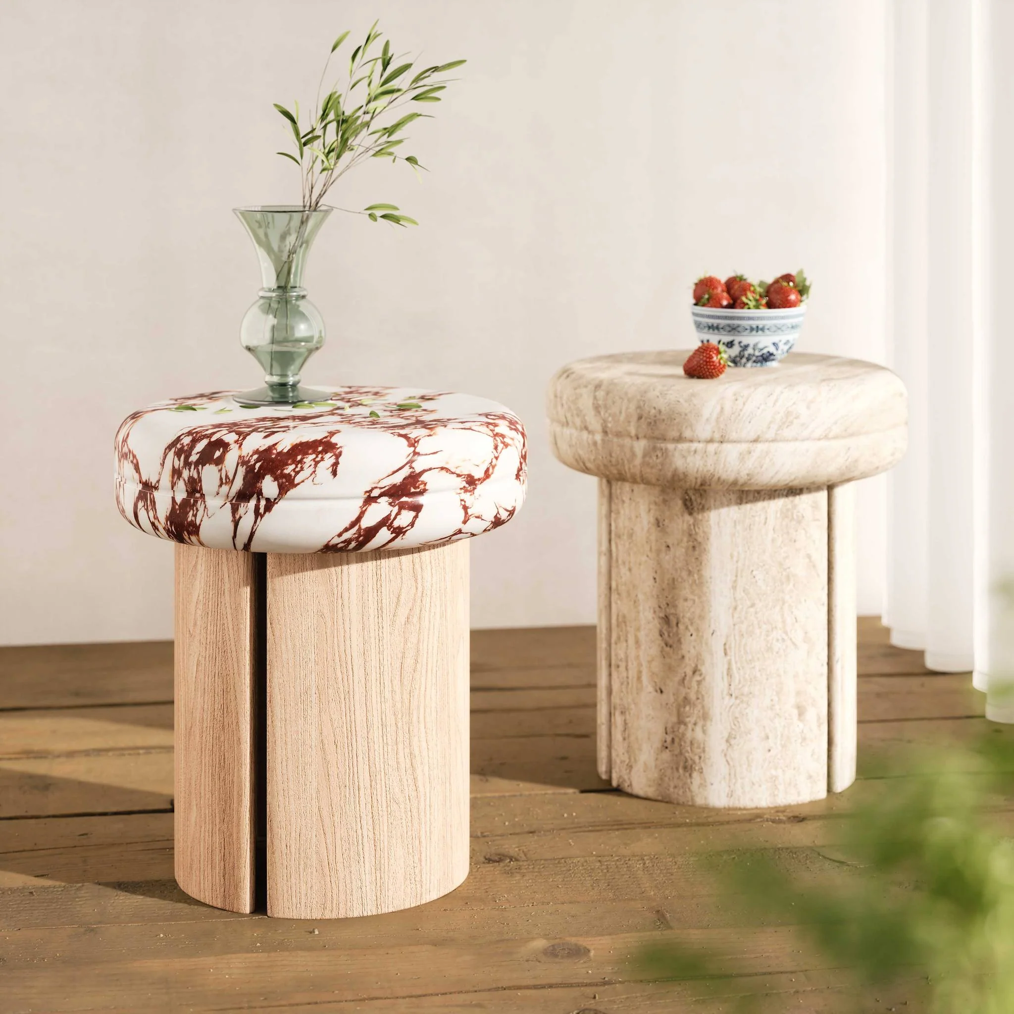 Sheila Travertine Textured Concrete Side Table - Image 10