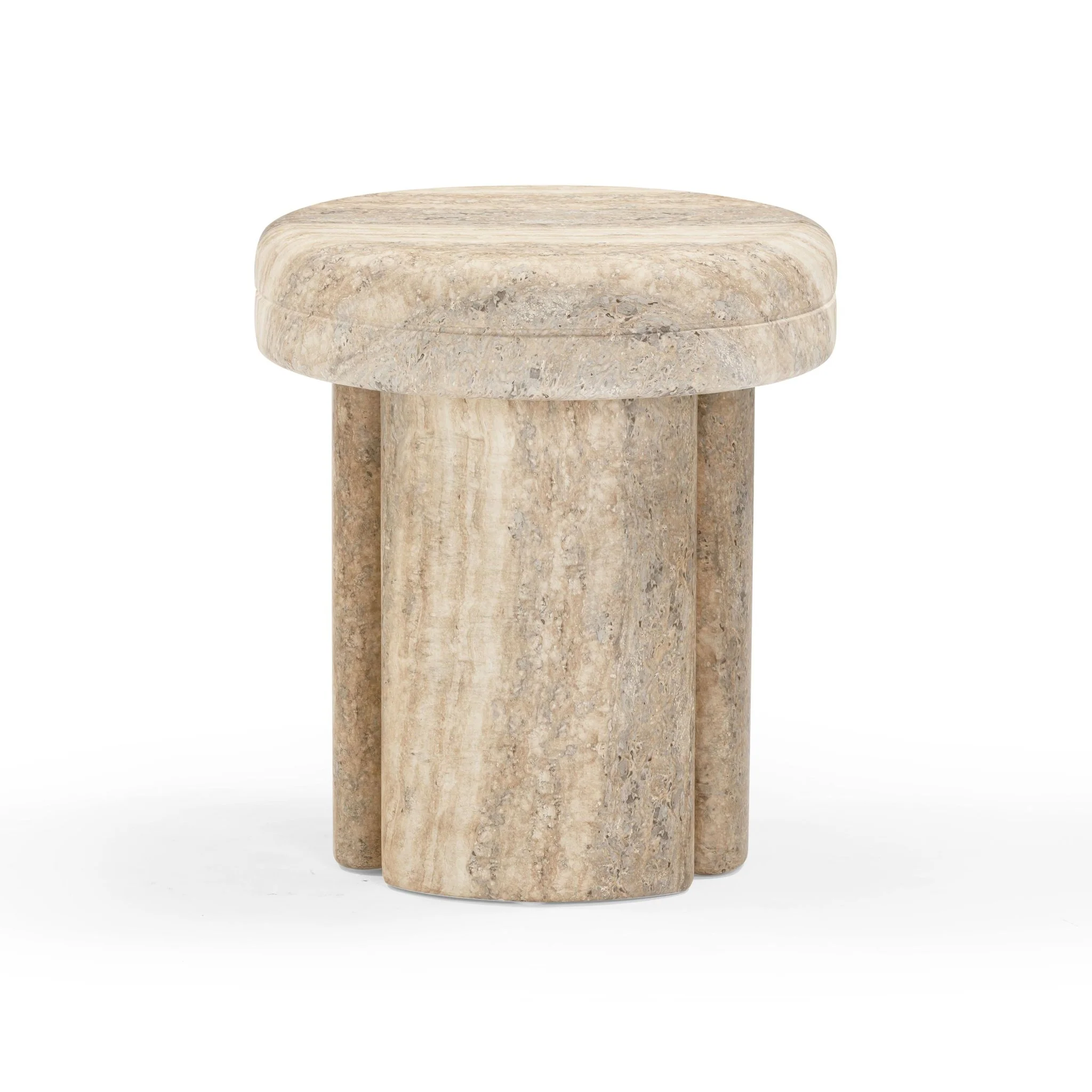 Sheila Travertine Textured Concrete Side Table - Image 4