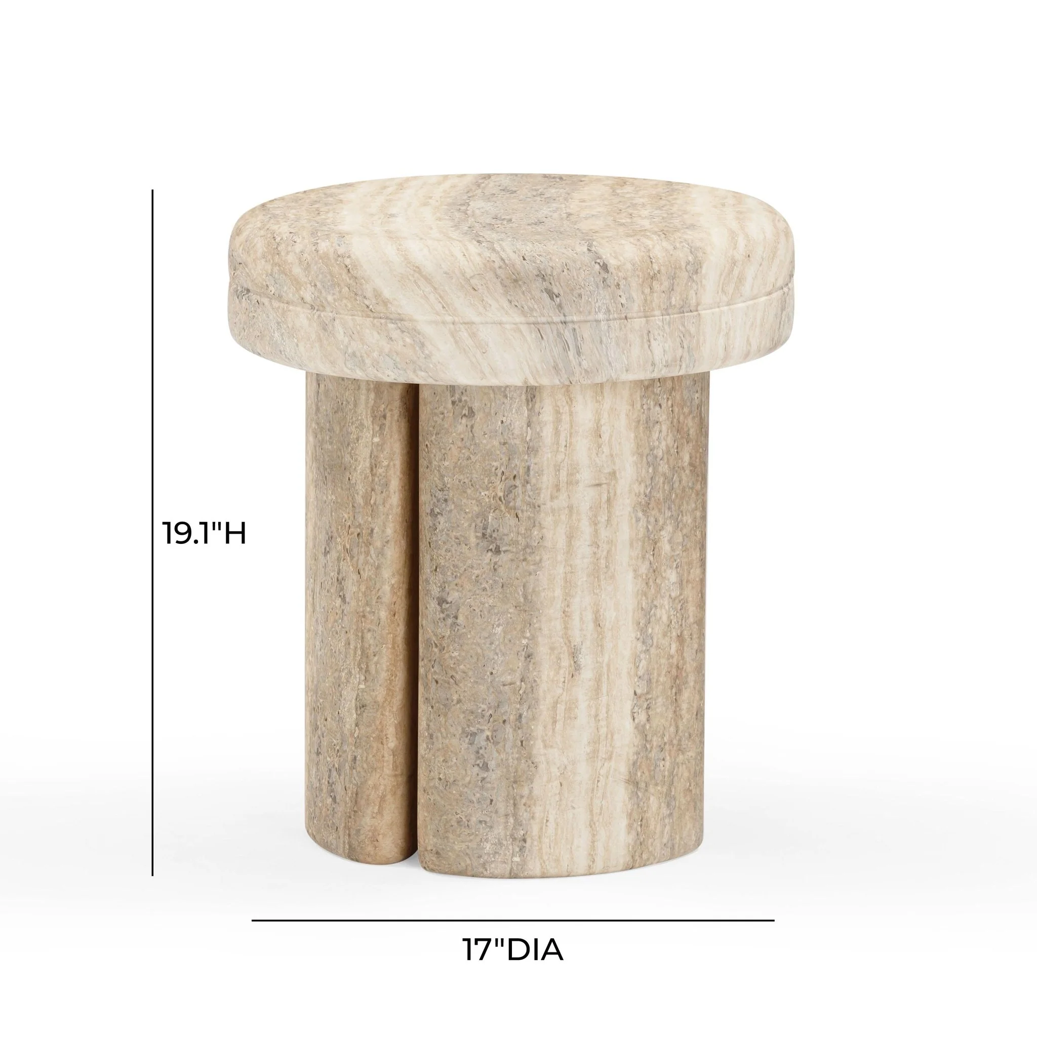 Sheila Travertine Textured Concrete Side Table - Image 8