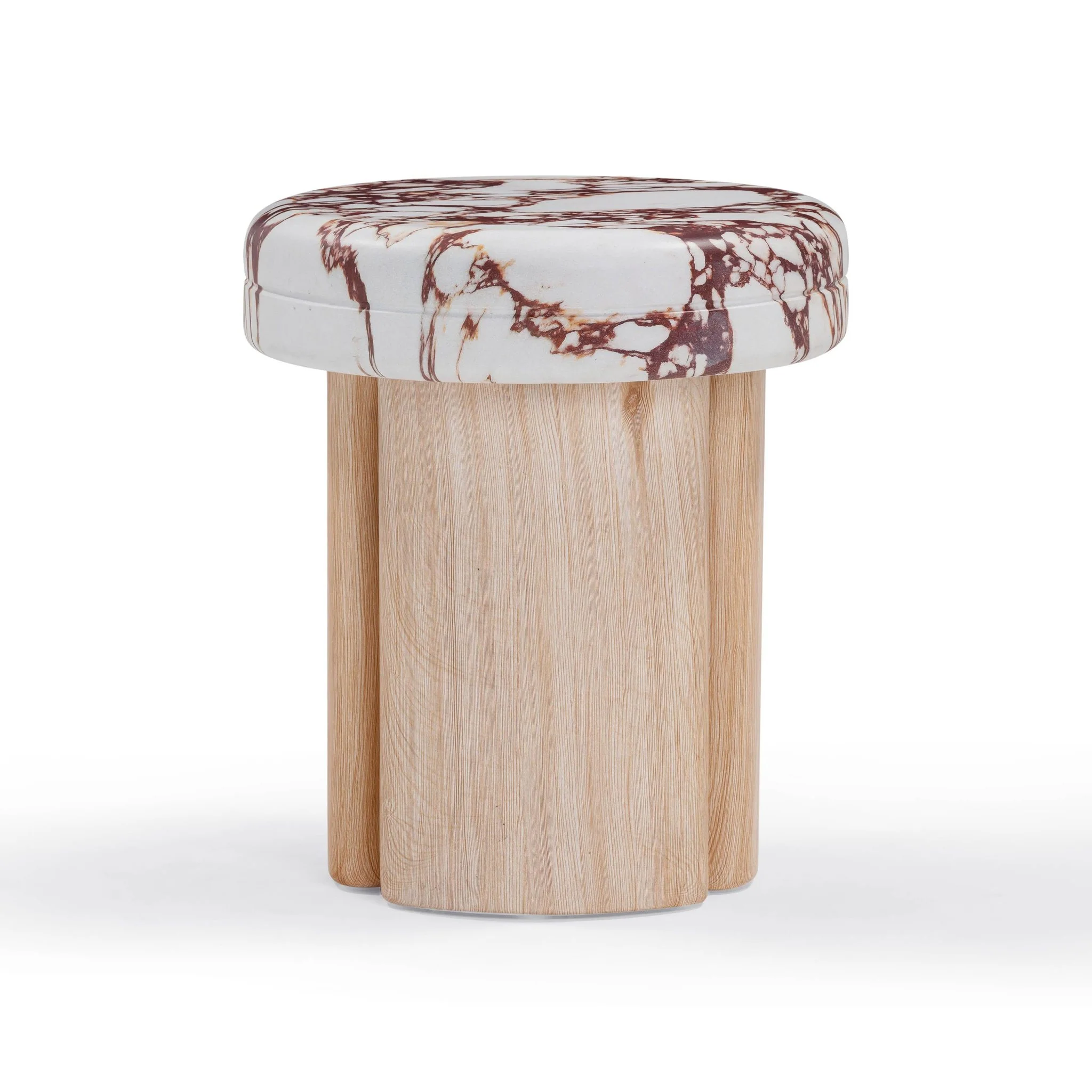 Sheila Wood and Breccia Capraia Textured Concrete Side Table - Image 2