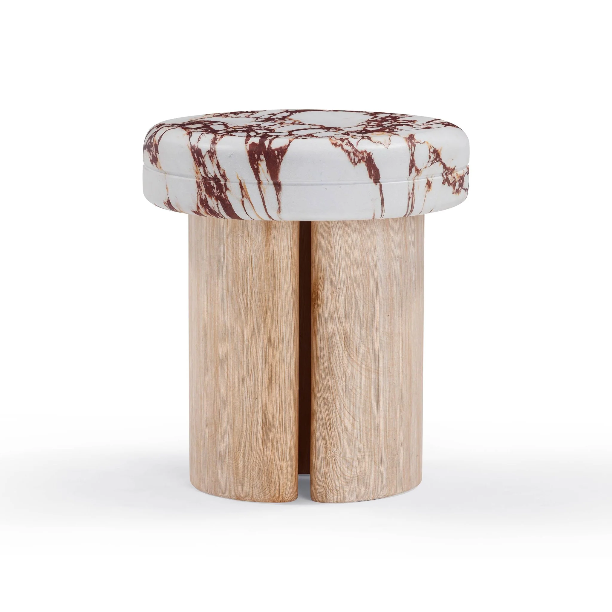 Sheila Wood and Breccia Capraia Textured Concrete Side Table - Image 3