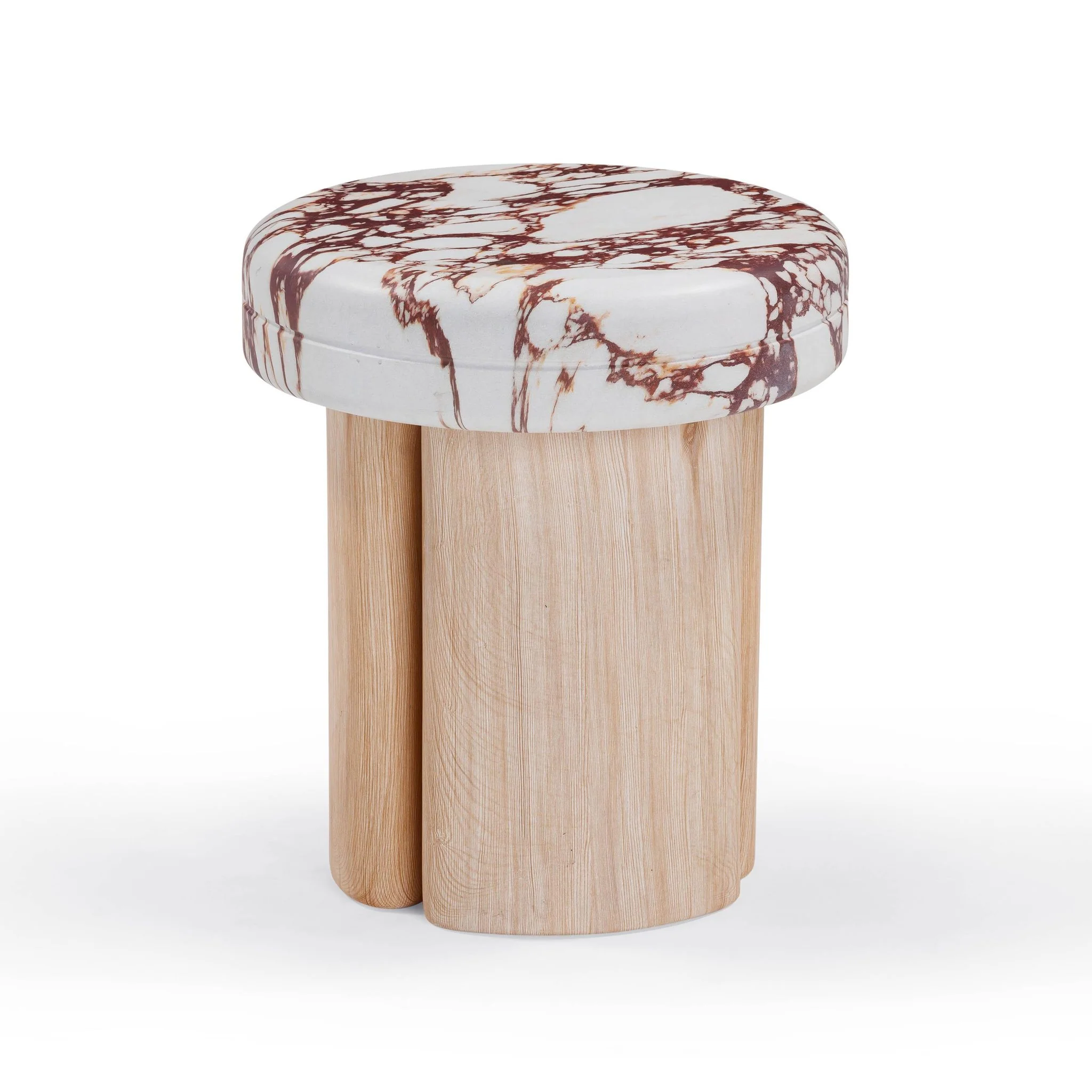 Sheila Wood and Breccia Capraia Textured Concrete Side Table - Image 4